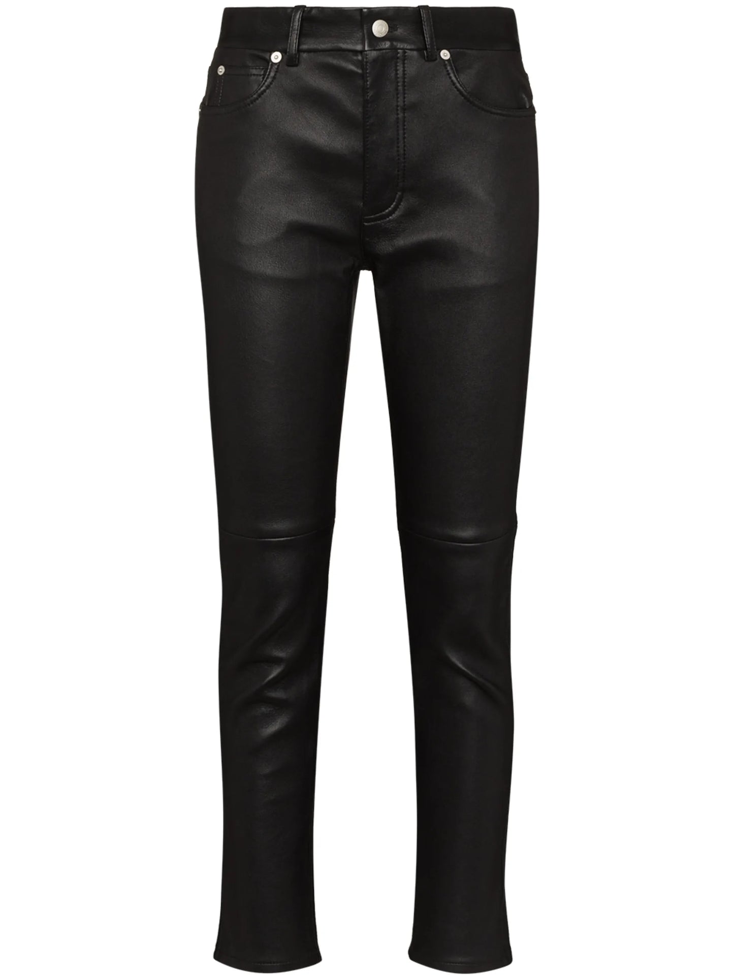 high-rise leather trousers