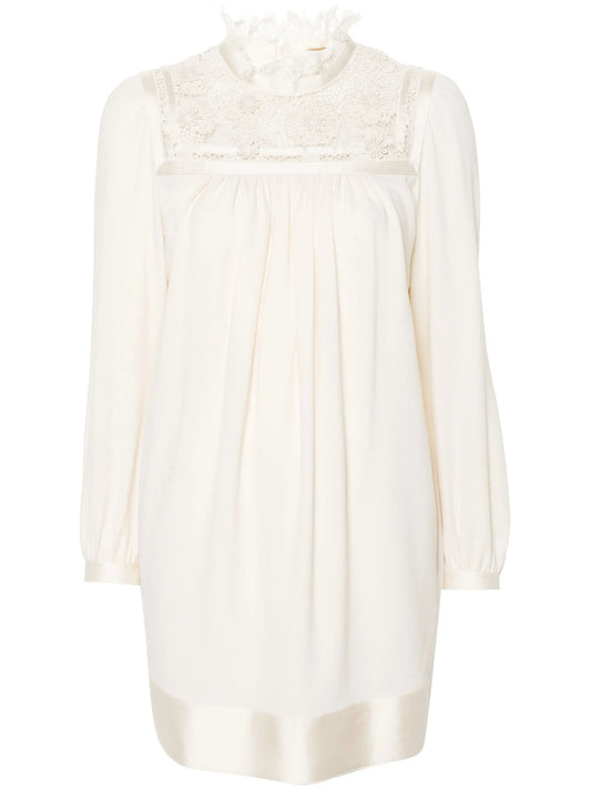 guipure-lace panelling mini dress
