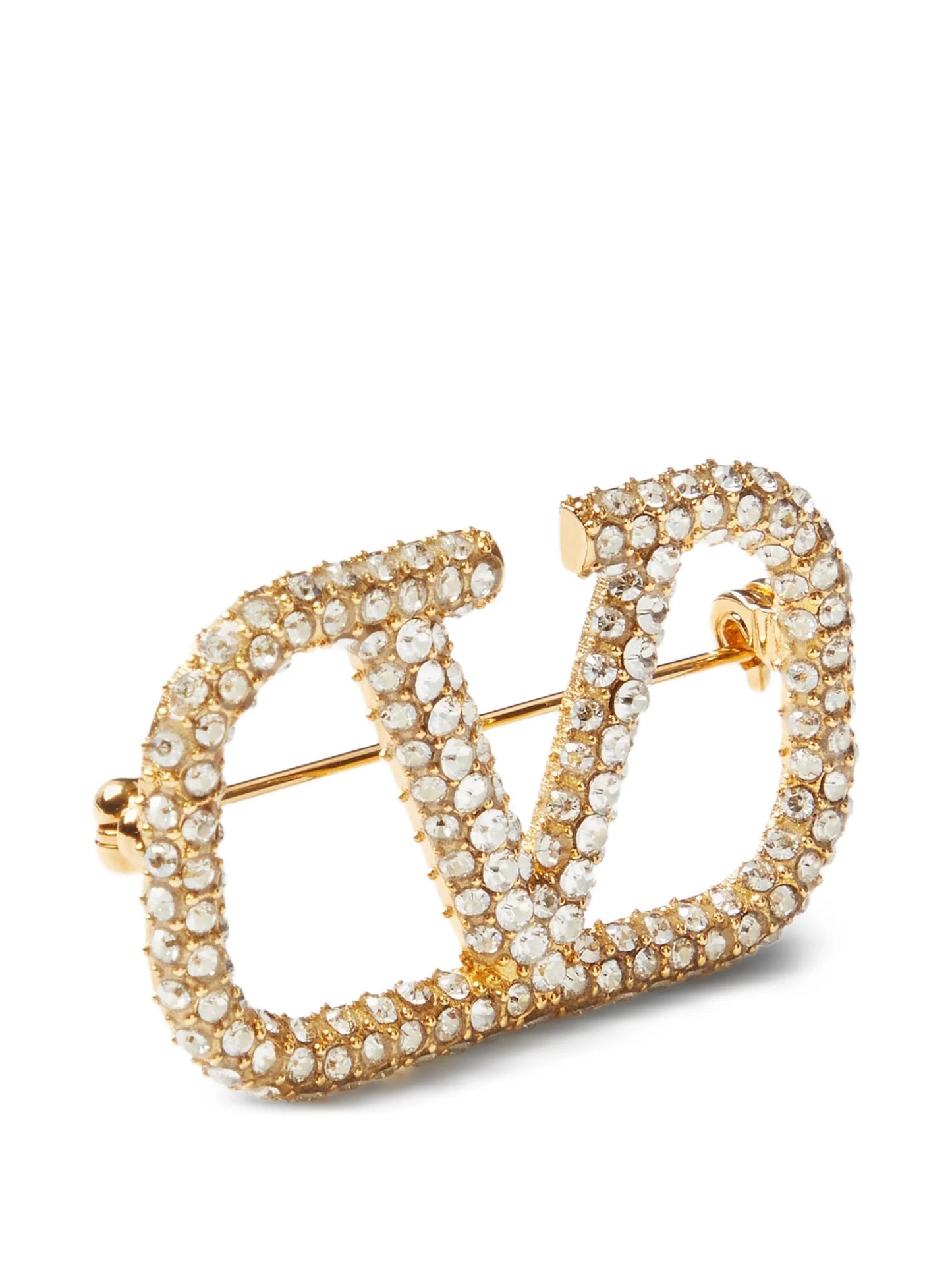 VLogo Signature crystal-embellished brooch