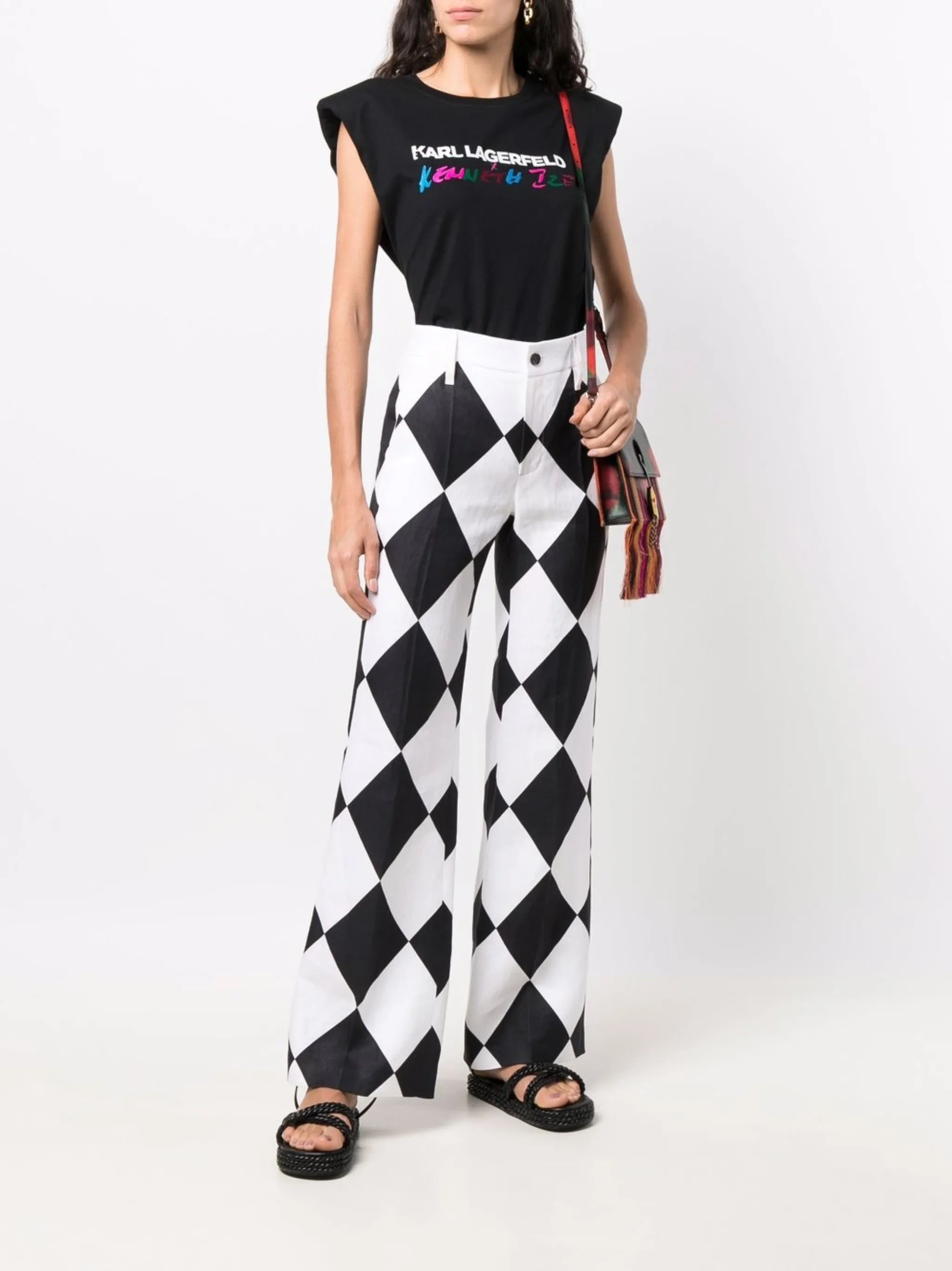 x Kenneth diamond-print trousers