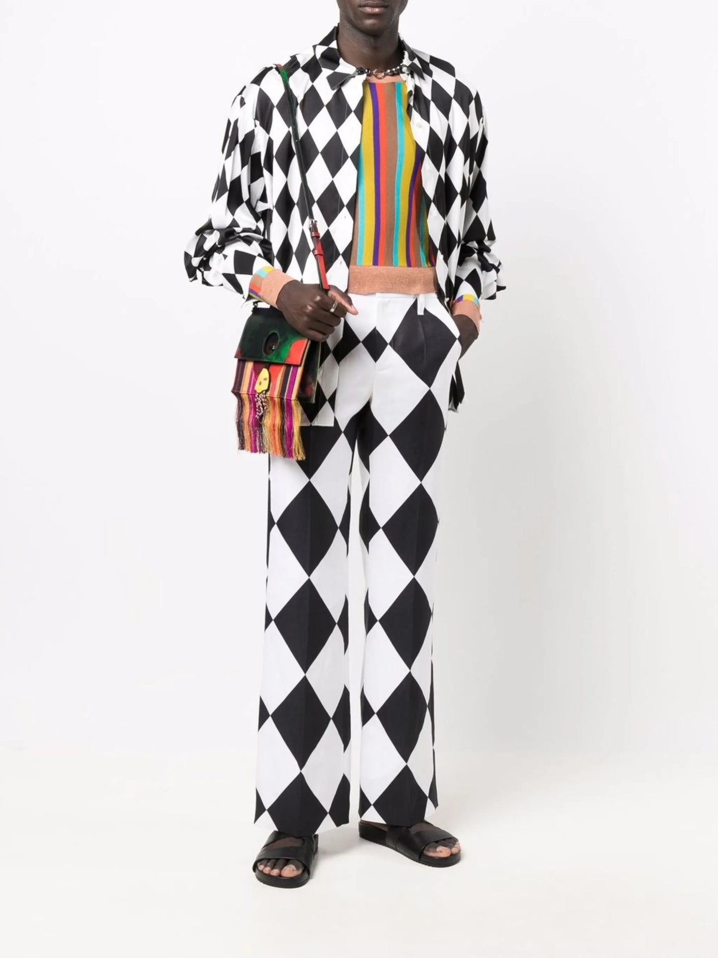 x Kenneth diamond-print trousers