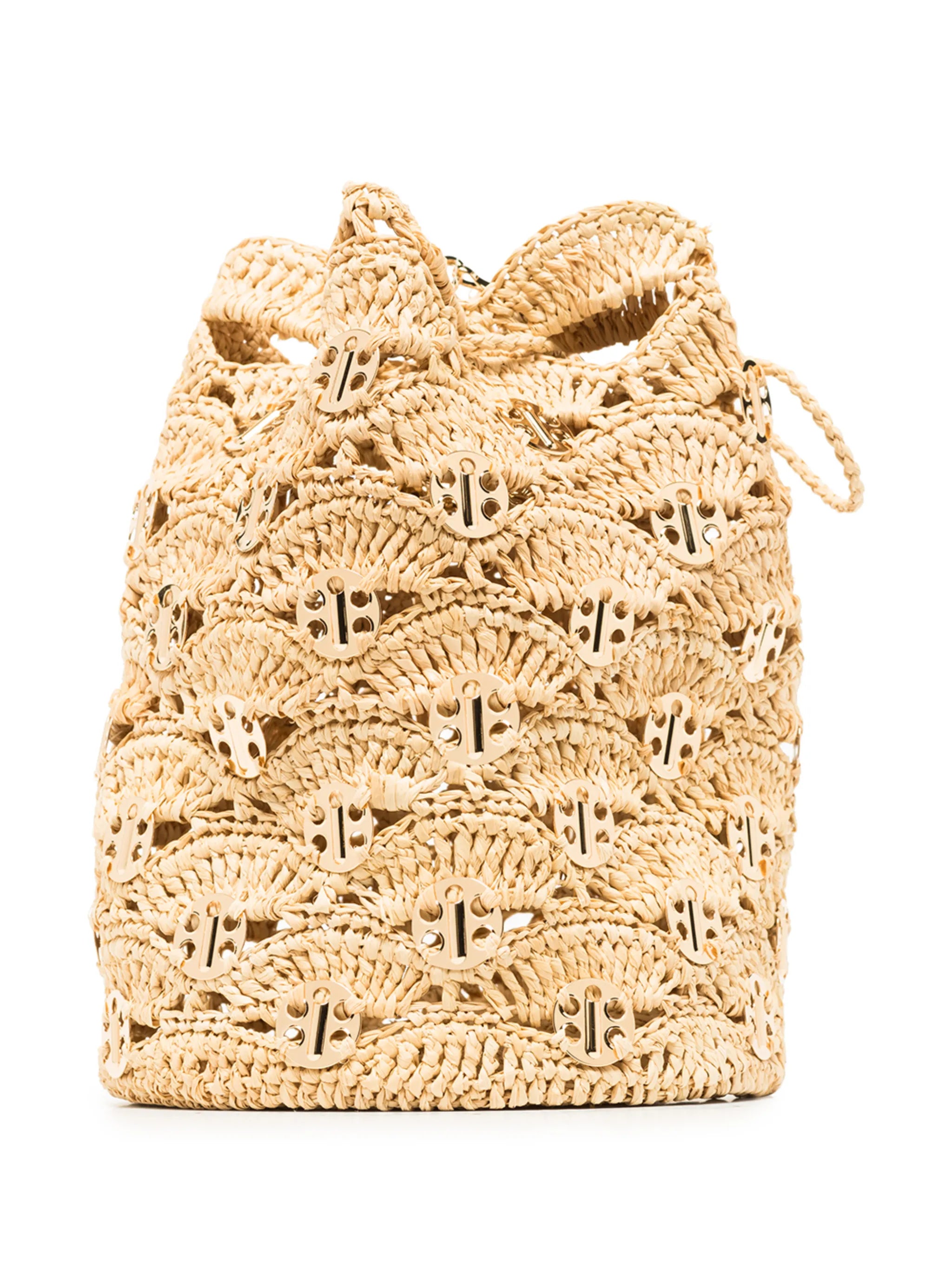 woven raffia bucket bag