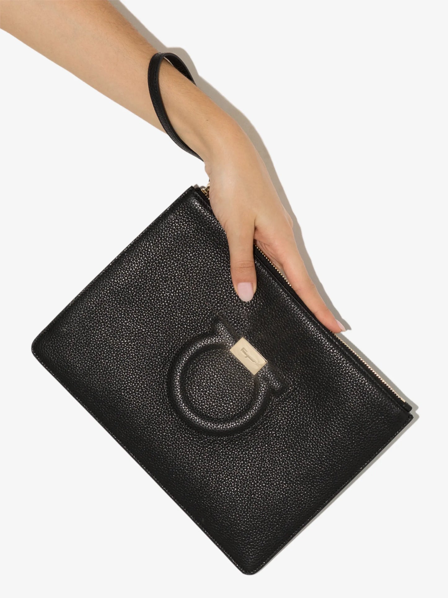 Gancini leather pouch