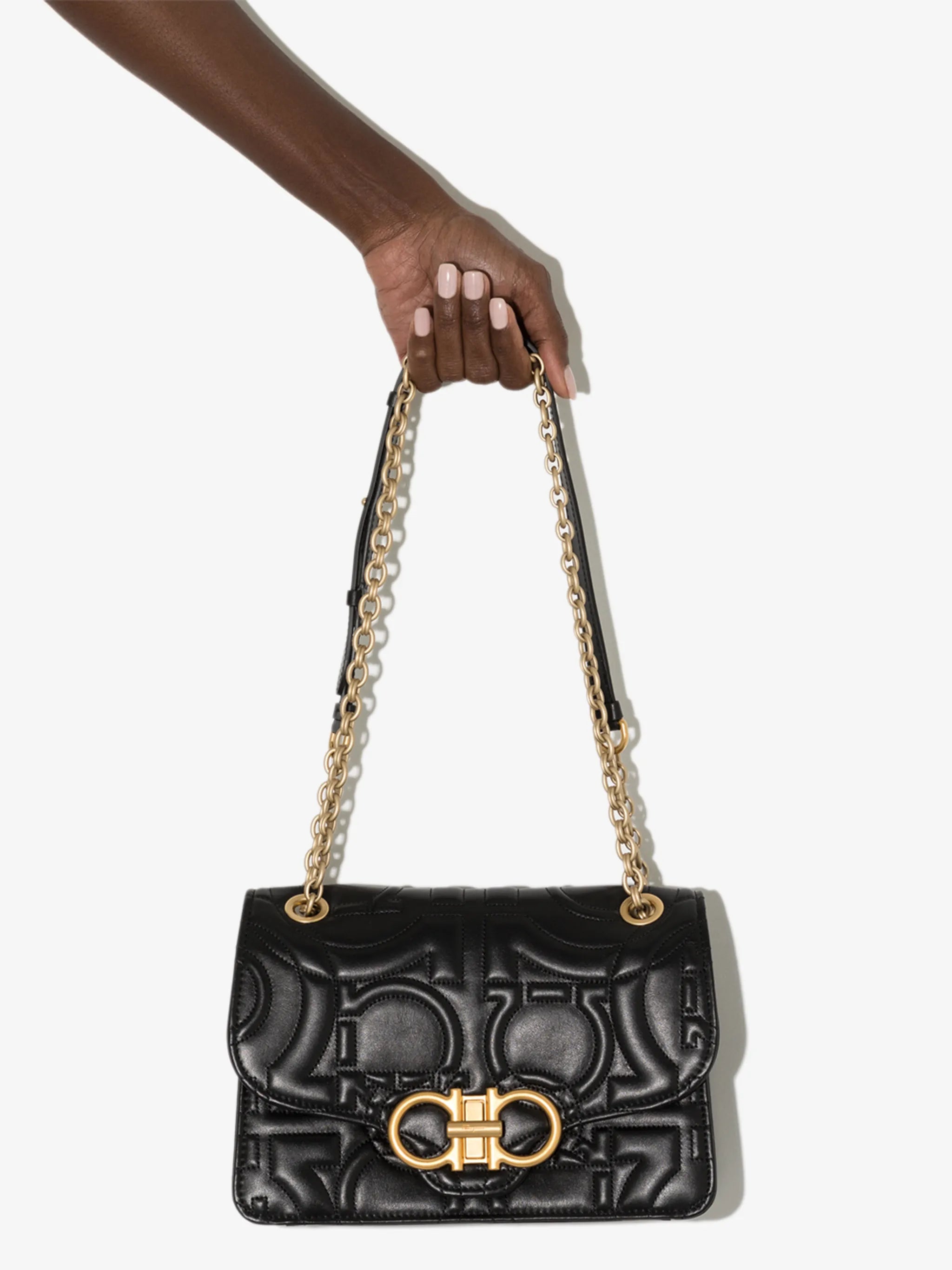 embossed Gancini shoulder bag
