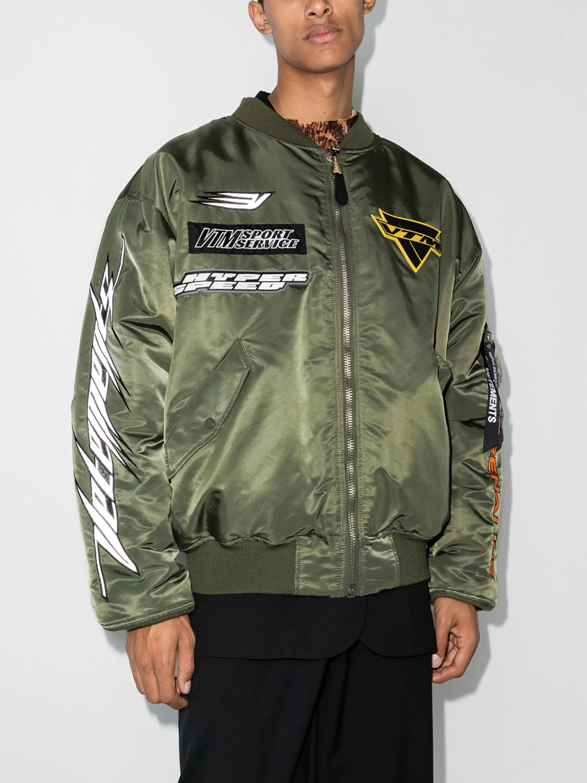 racing logo oversized bomber jacket