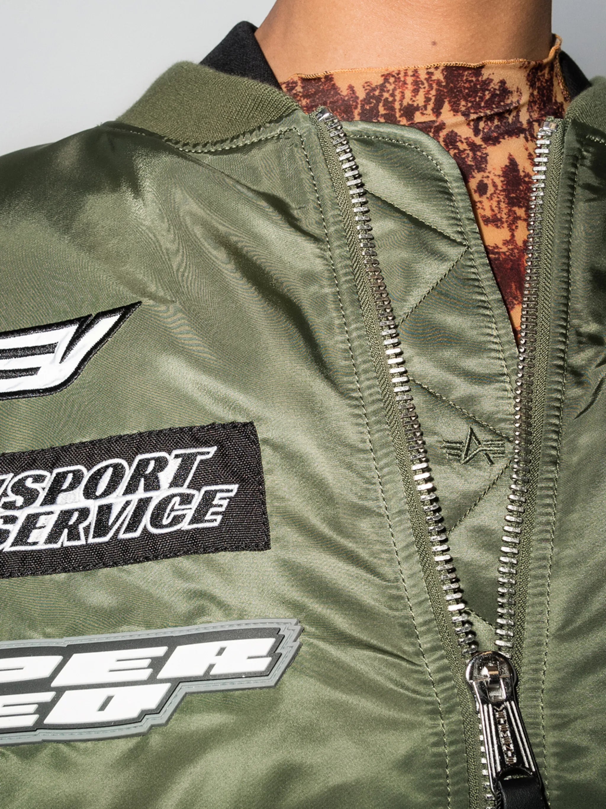 racing logo oversized bomber jacket