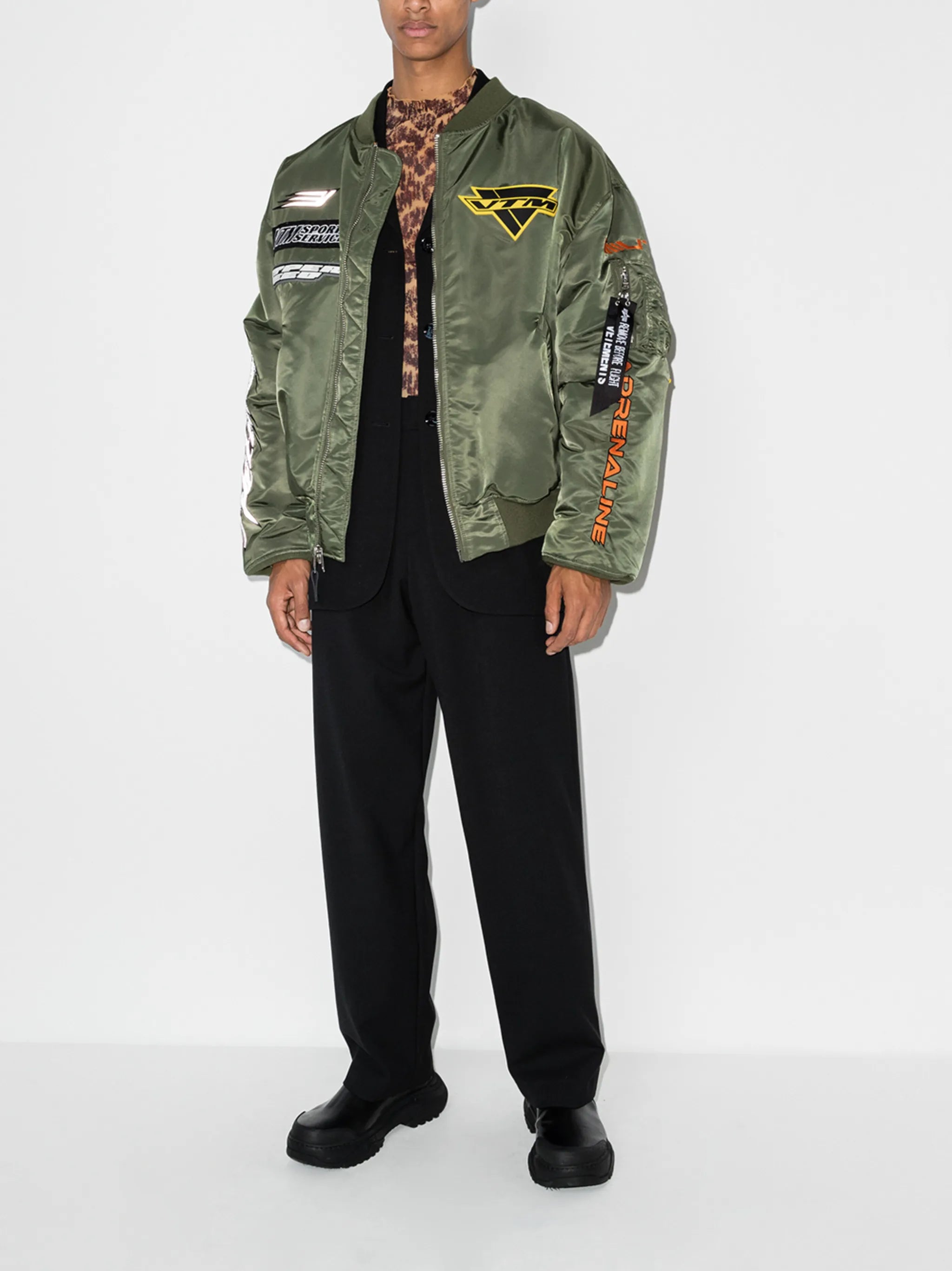 racing logo oversized bomber jacket
