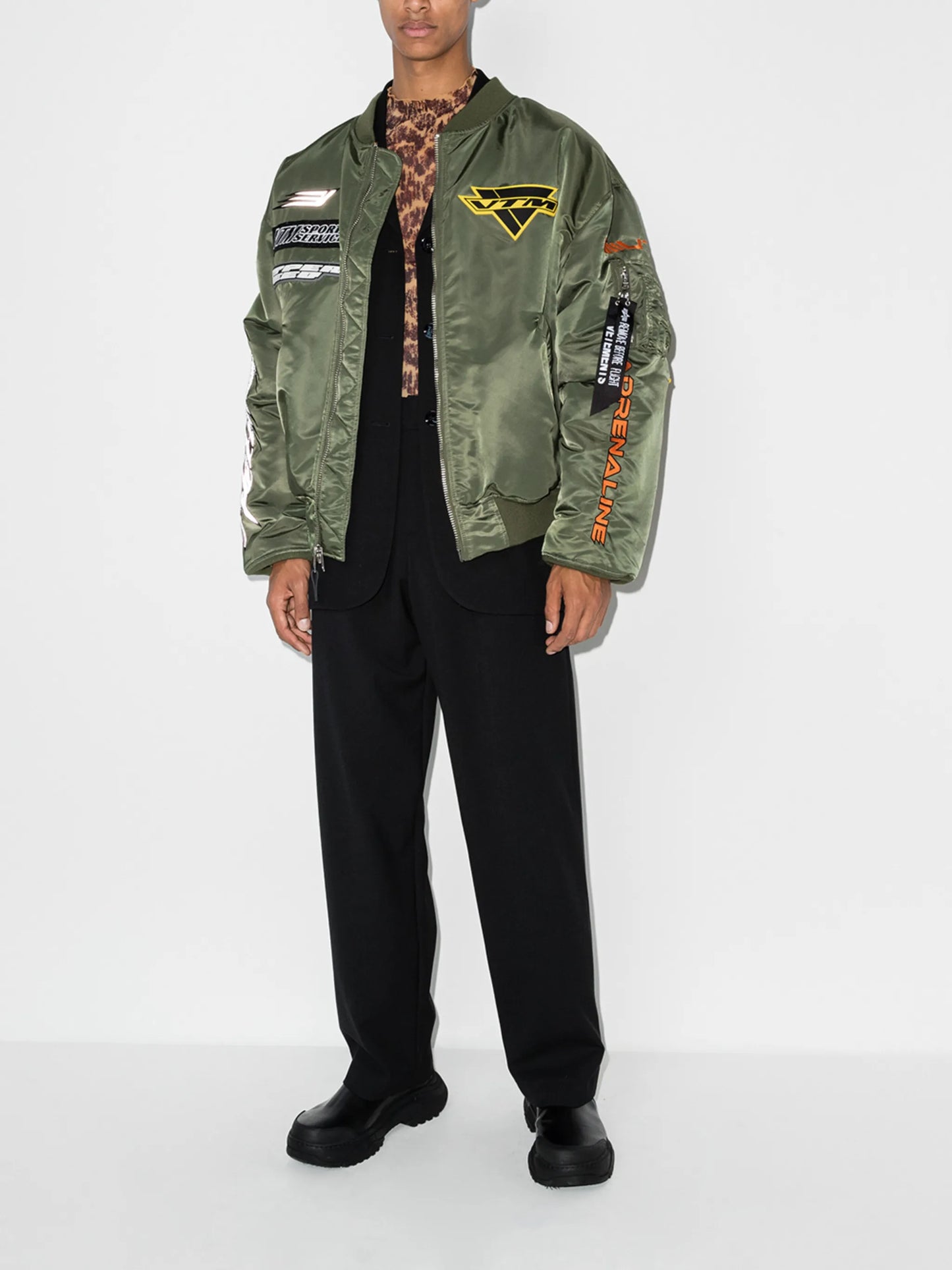 racing logo oversized bomber jacket