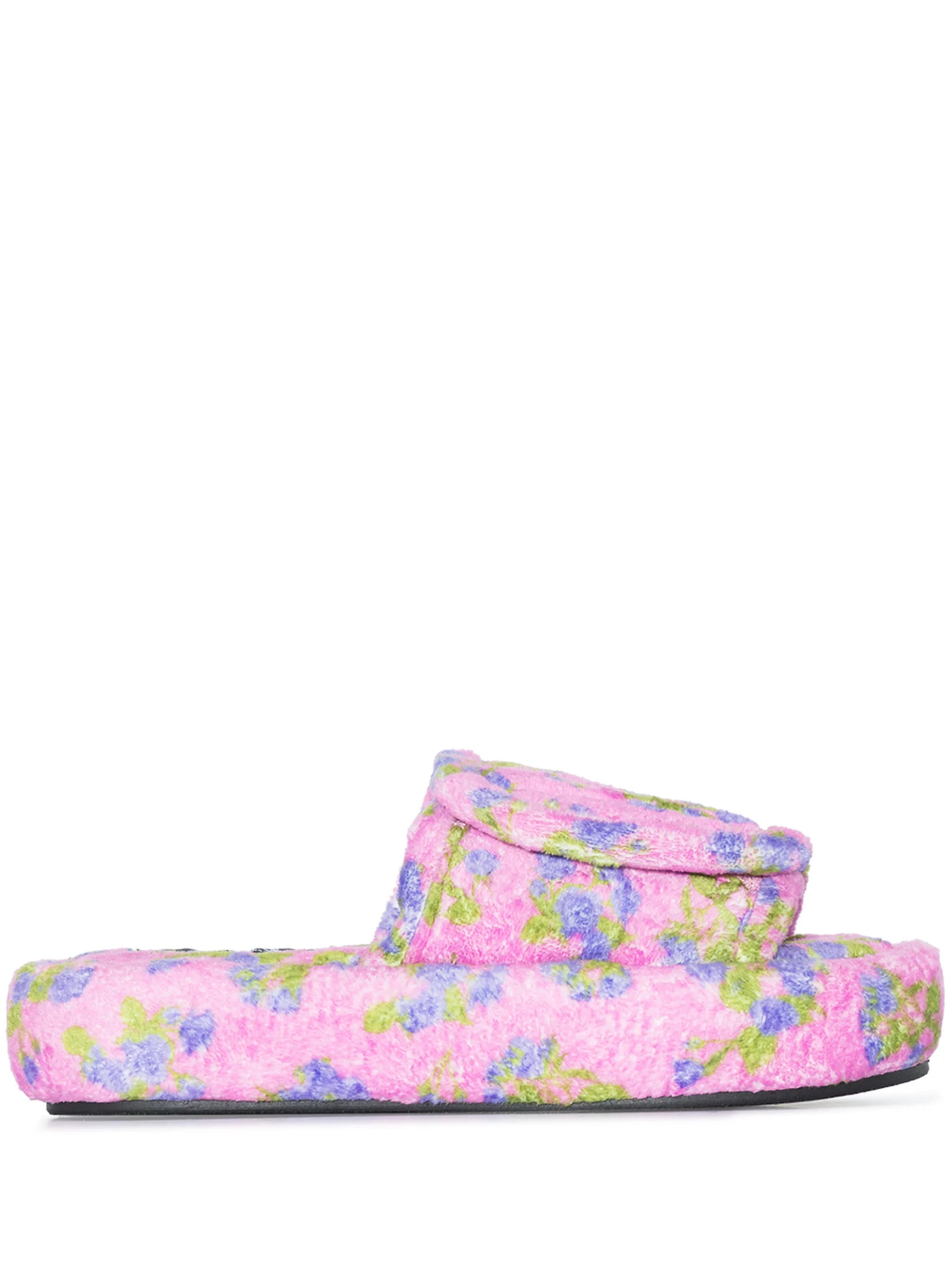 floral-embroidered slides