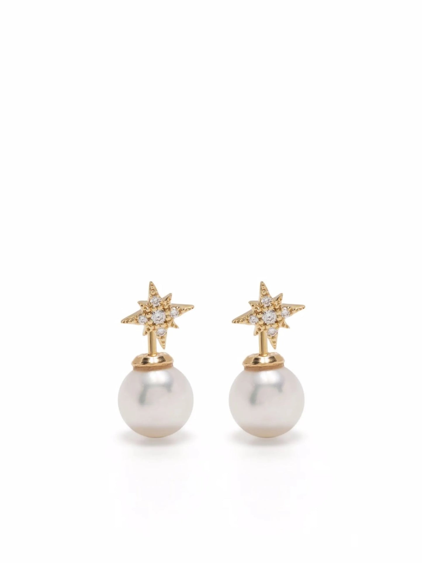 14kt yellow gold small diamond pearl earrings