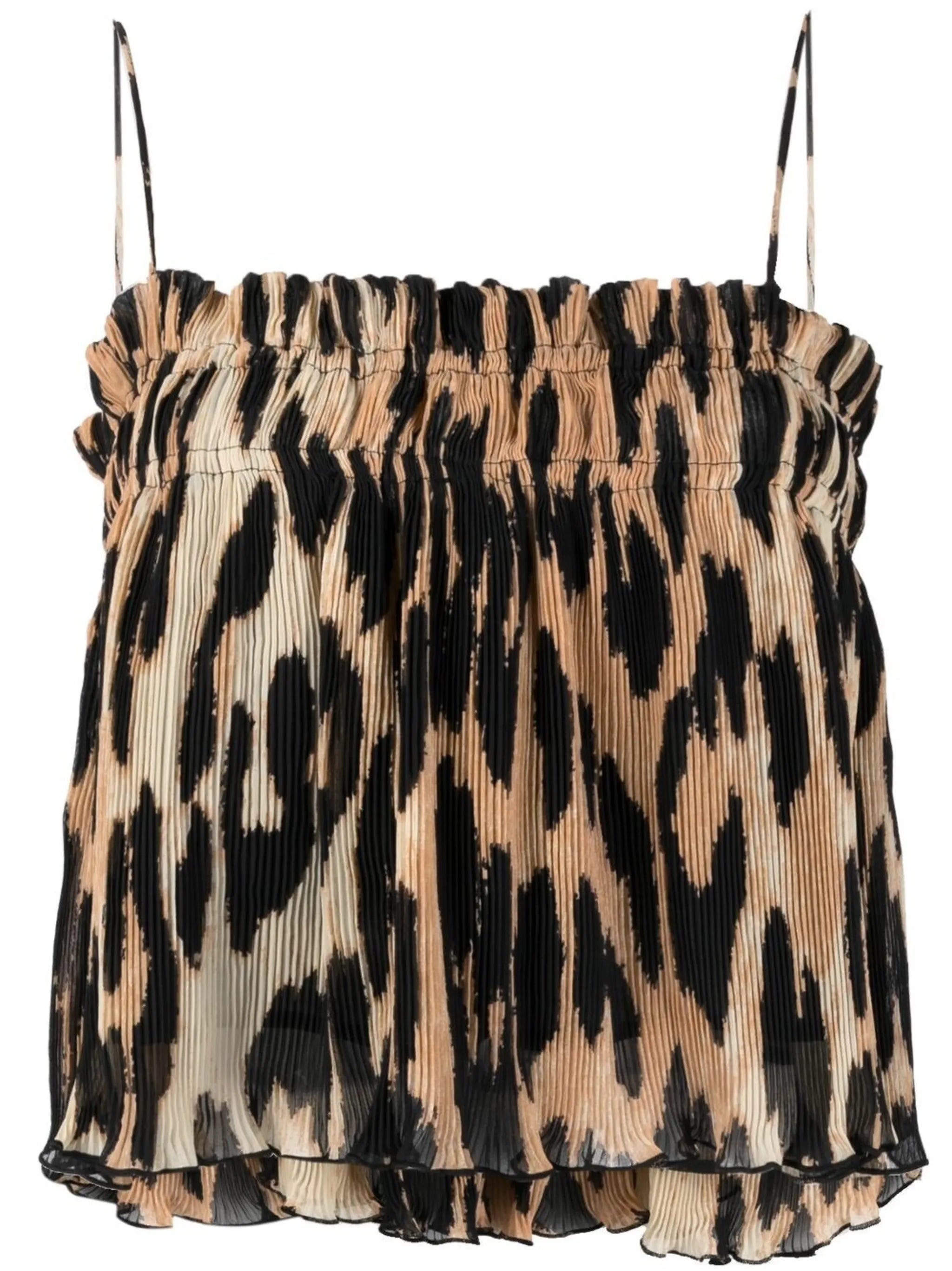 leopard-print pleated top