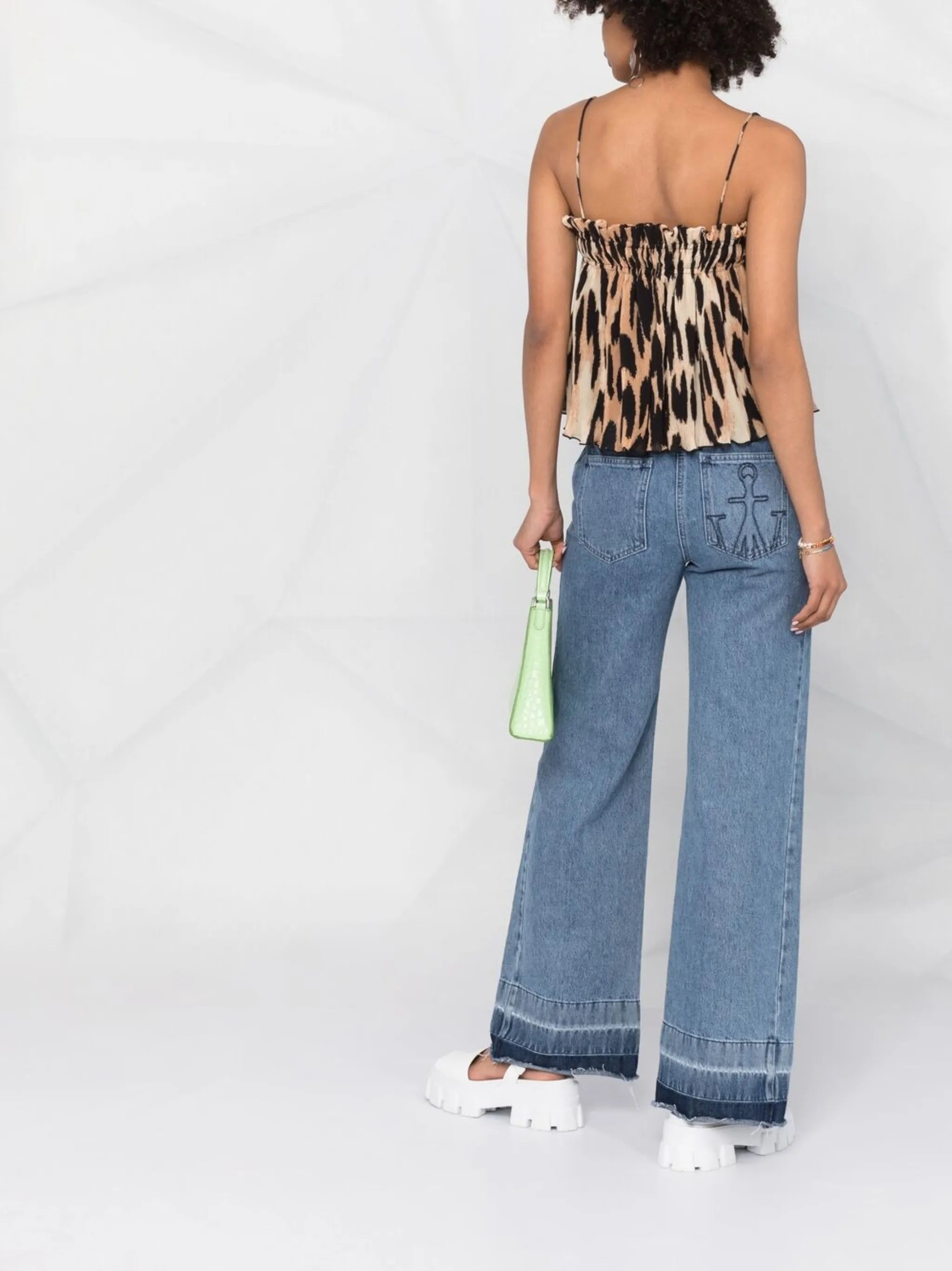 leopard-print pleated top