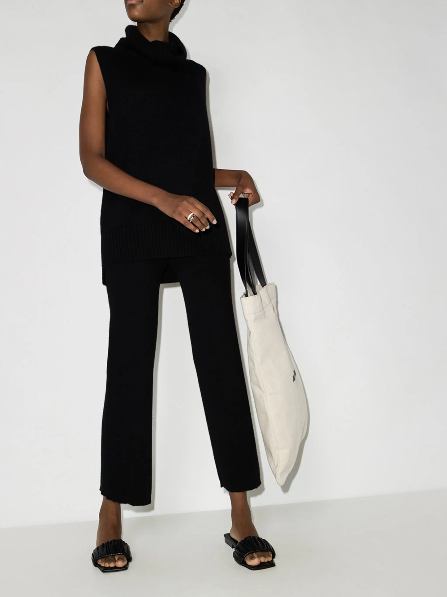 Heather knitted drawstring track pants