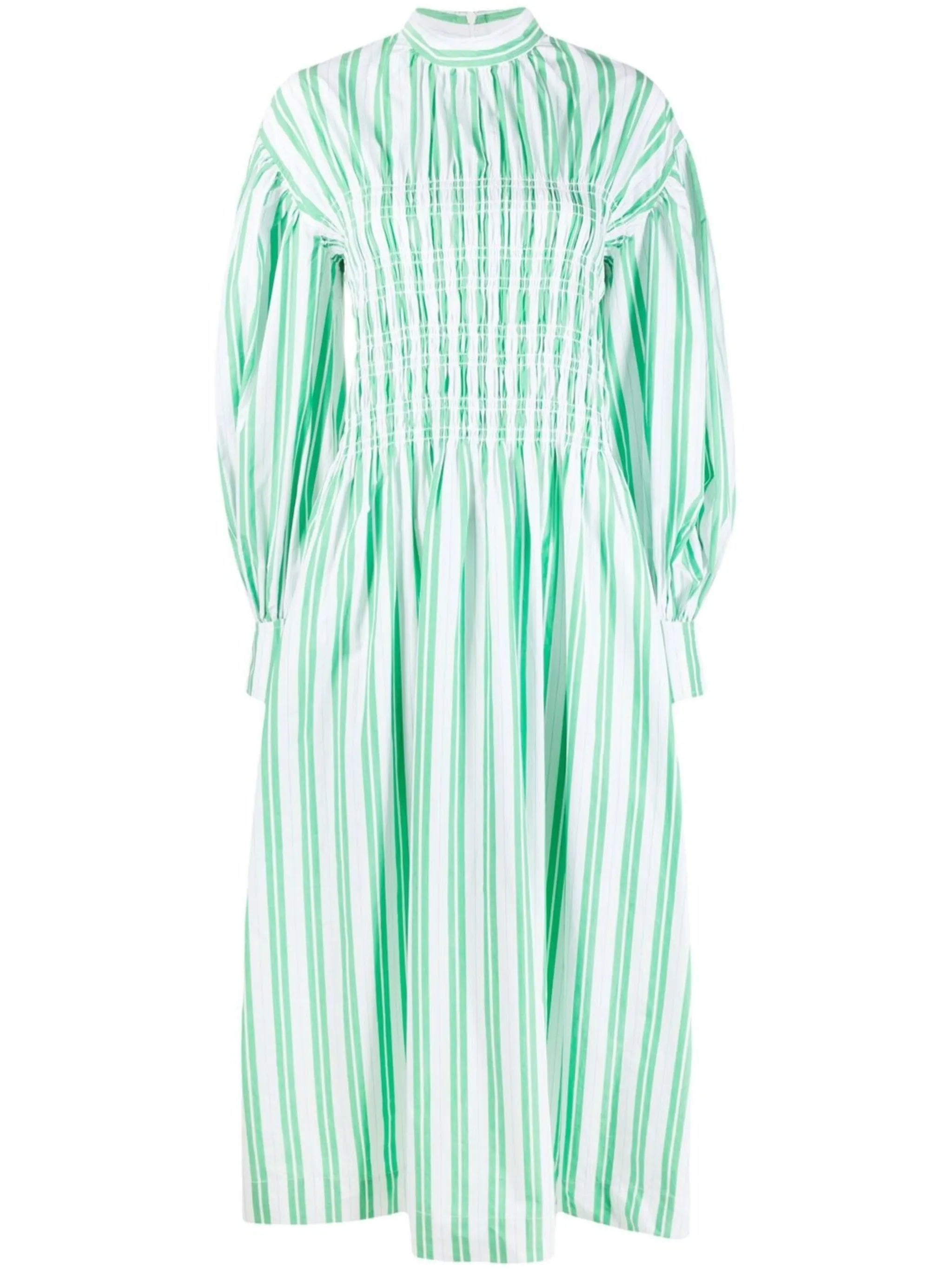shirred striped dress