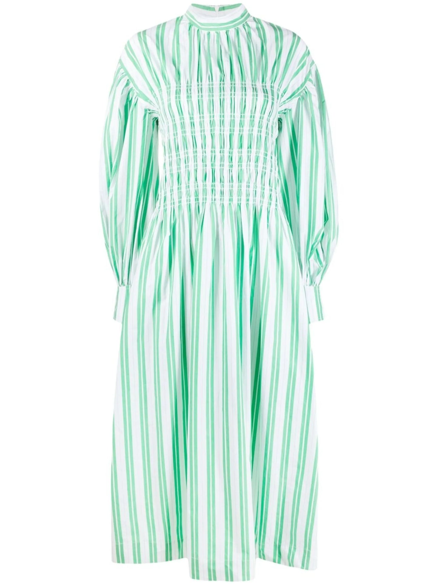 shirred striped dress