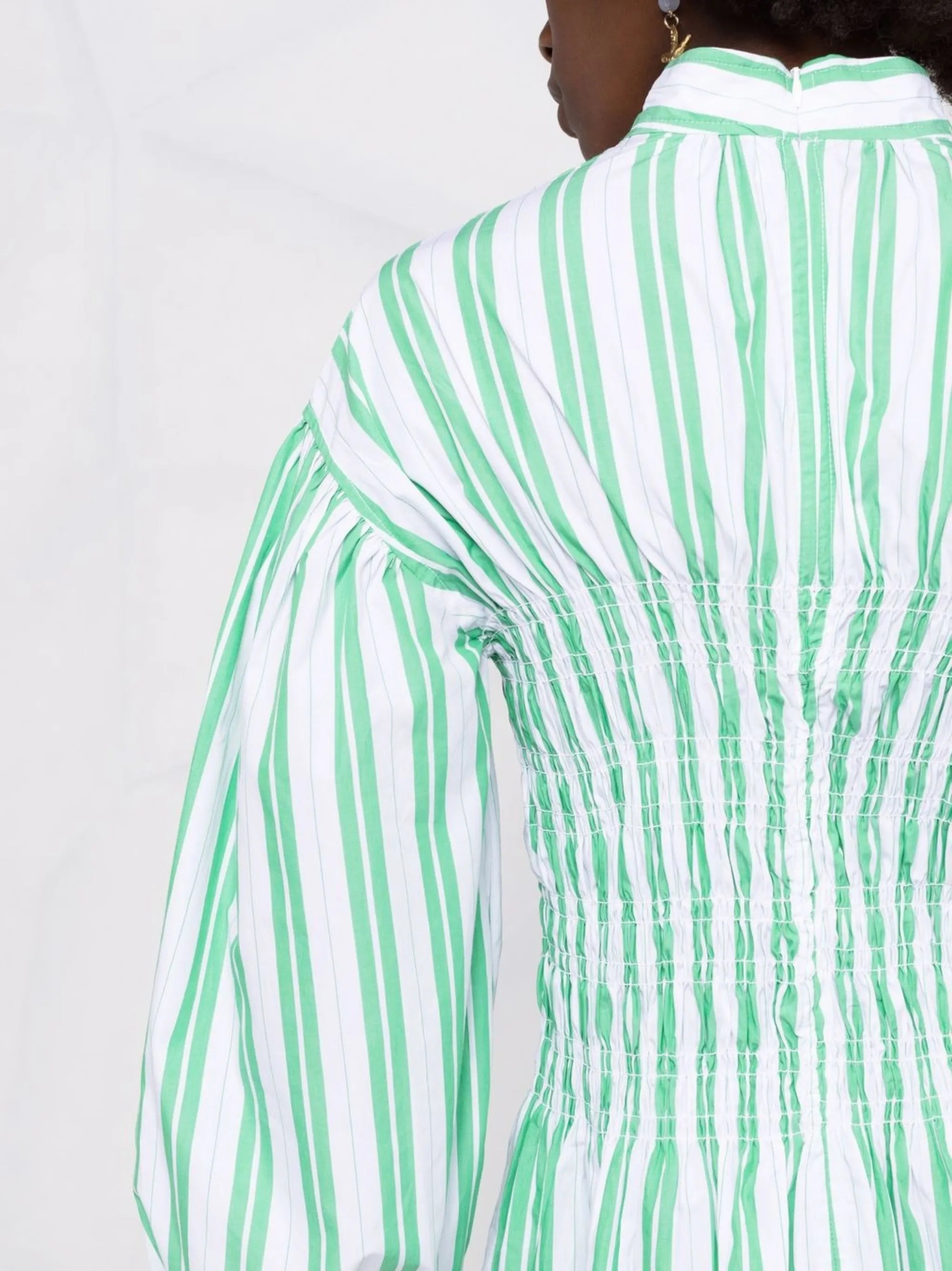 shirred striped dress