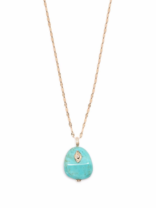9kt yellow gold and 14kt yellow gold Arles turquoise and diamond necklace
