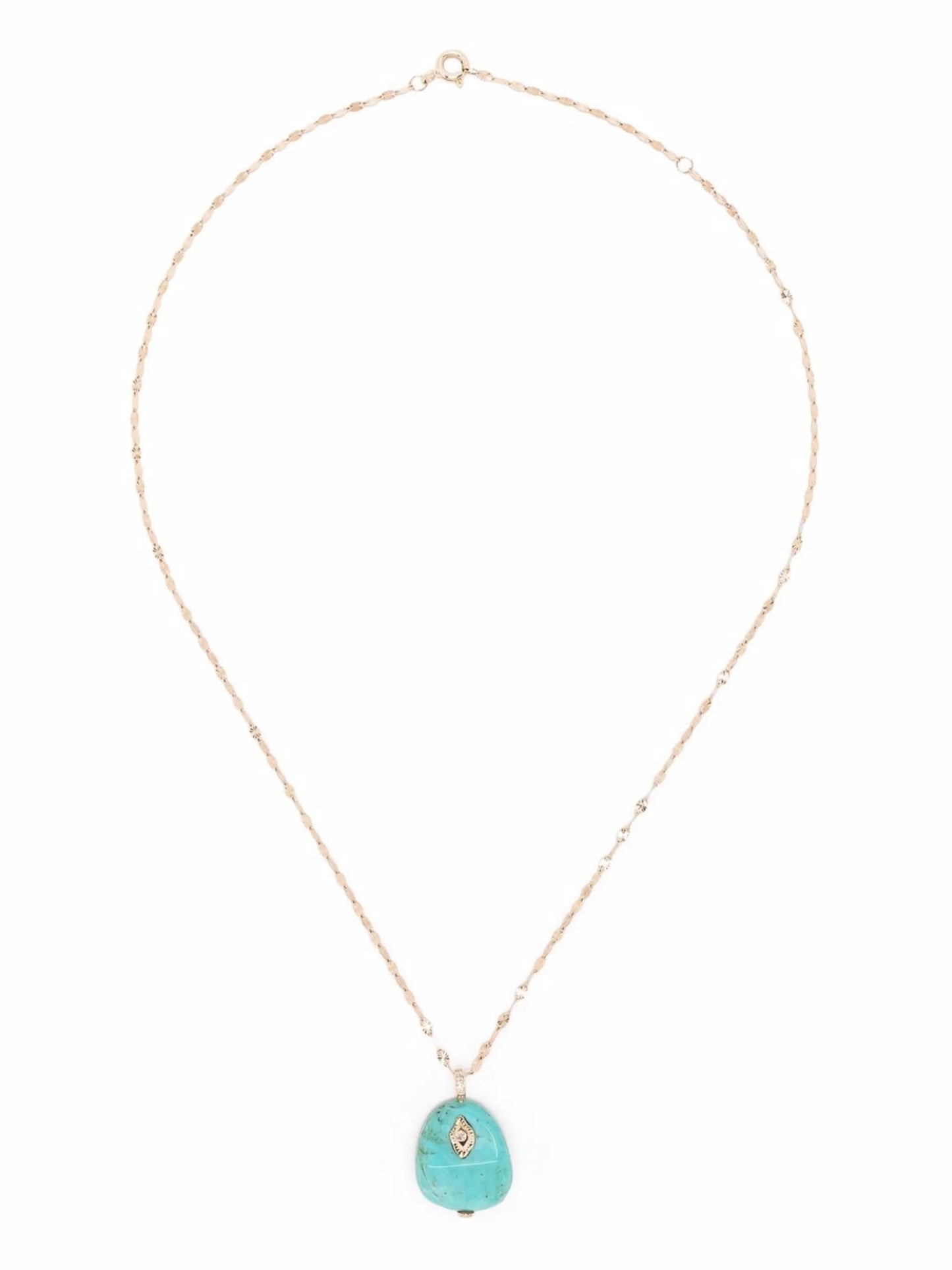 9kt yellow gold and 14kt yellow gold Arles turquoise and diamond necklace