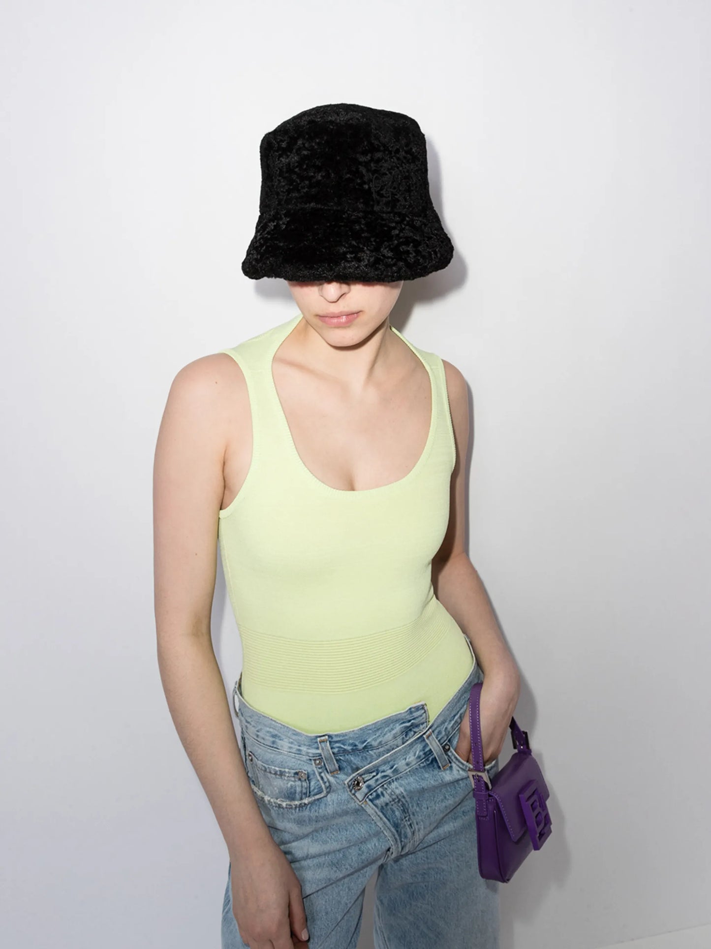 faux-fur bucket hat