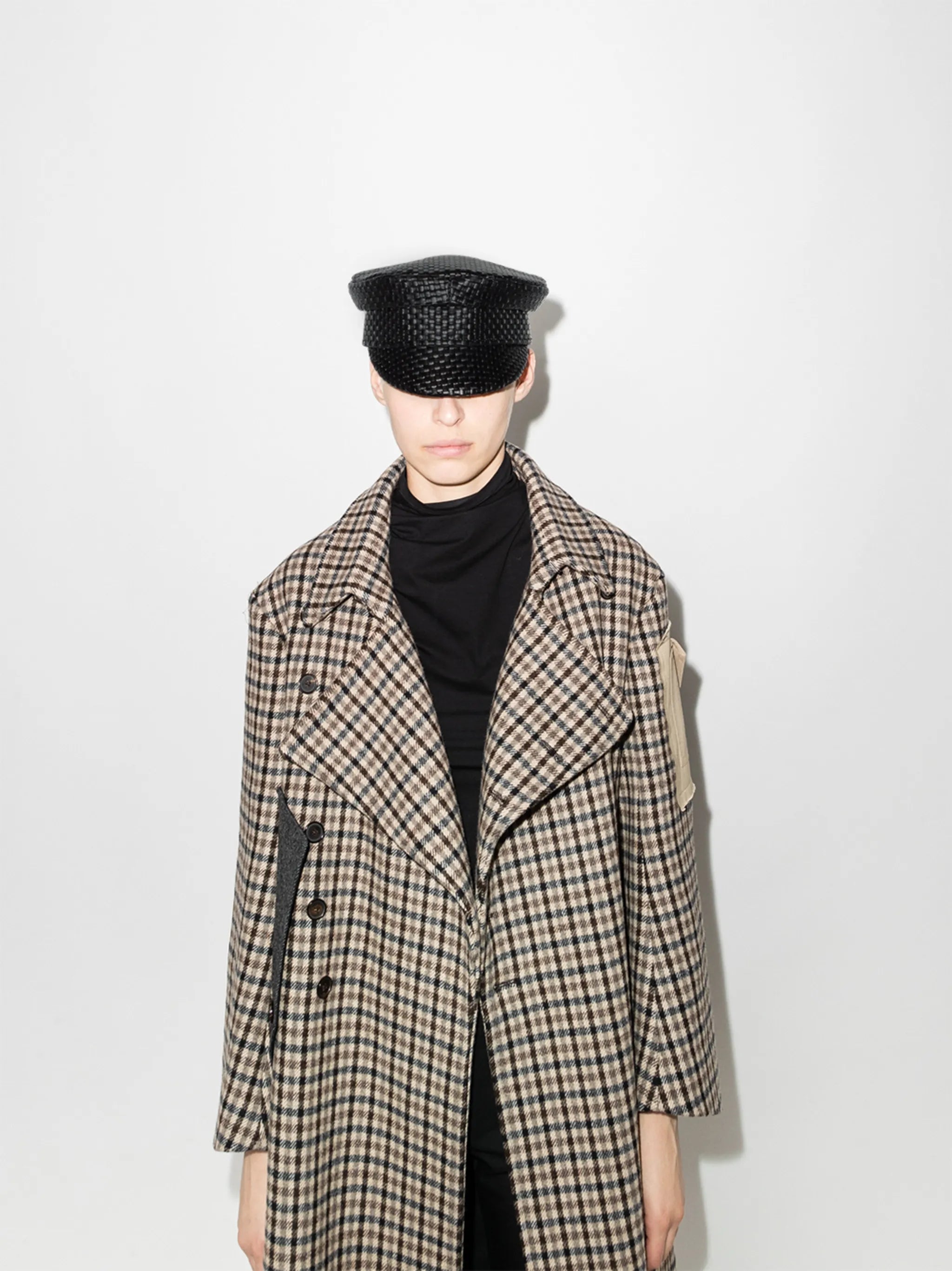 woven leather baker boy hat