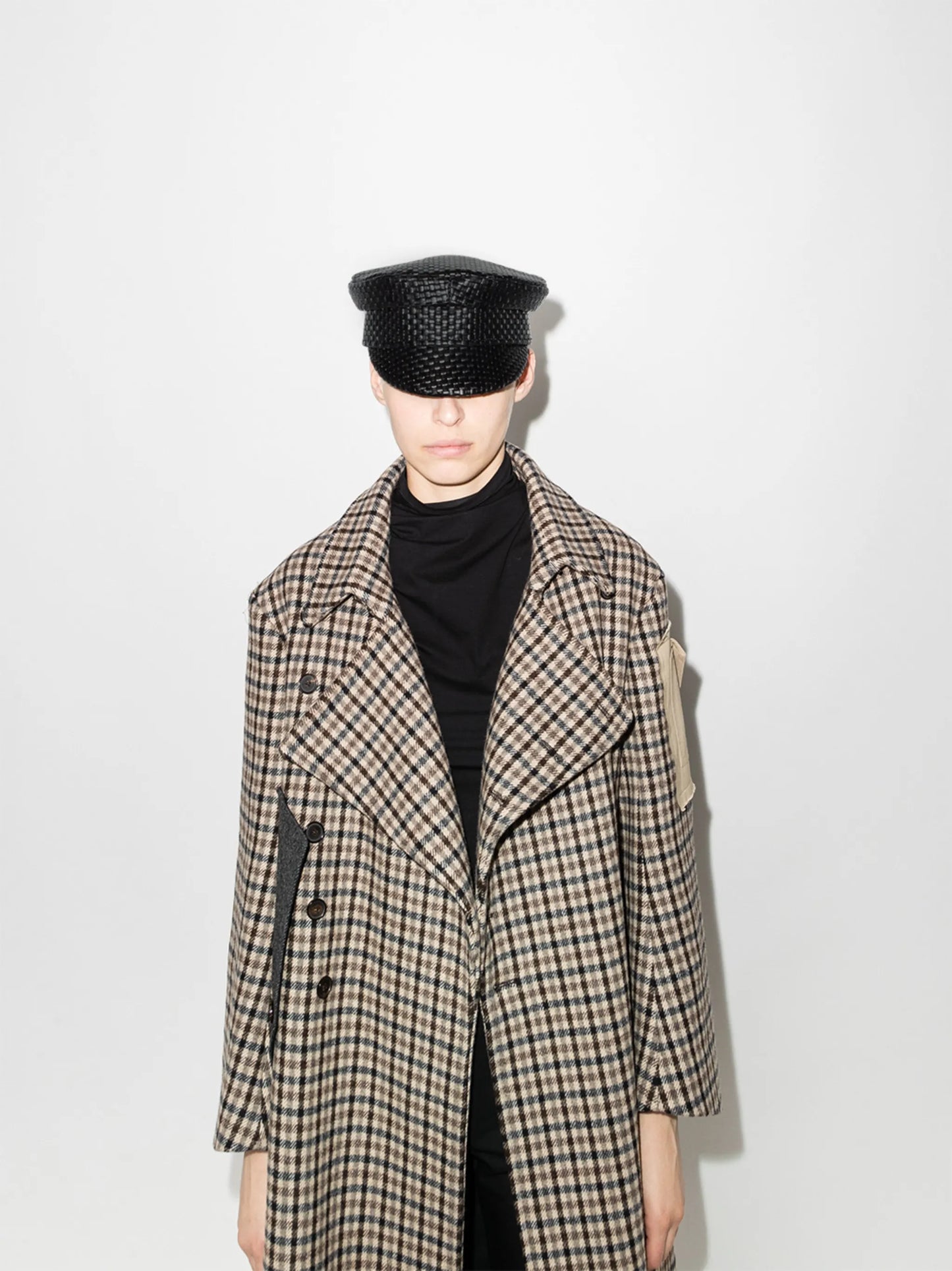 woven leather baker boy hat