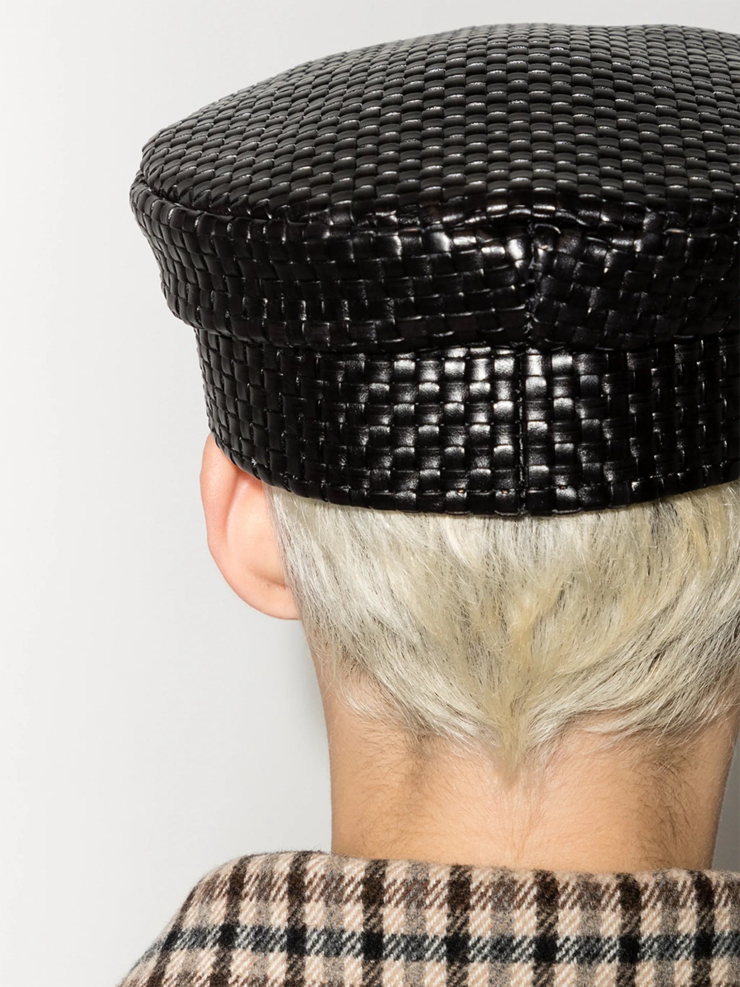 woven leather baker boy hat