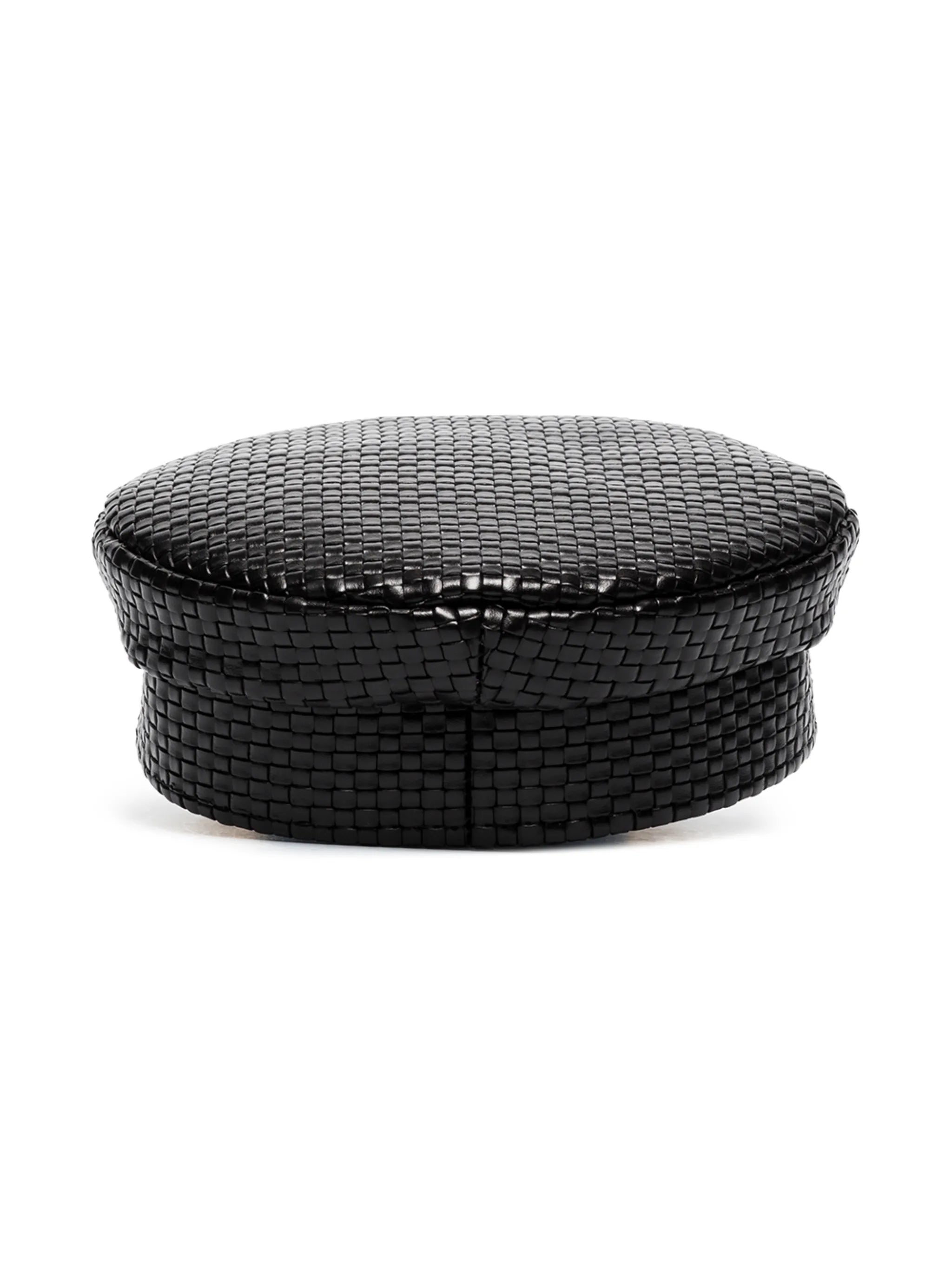 woven leather baker boy hat