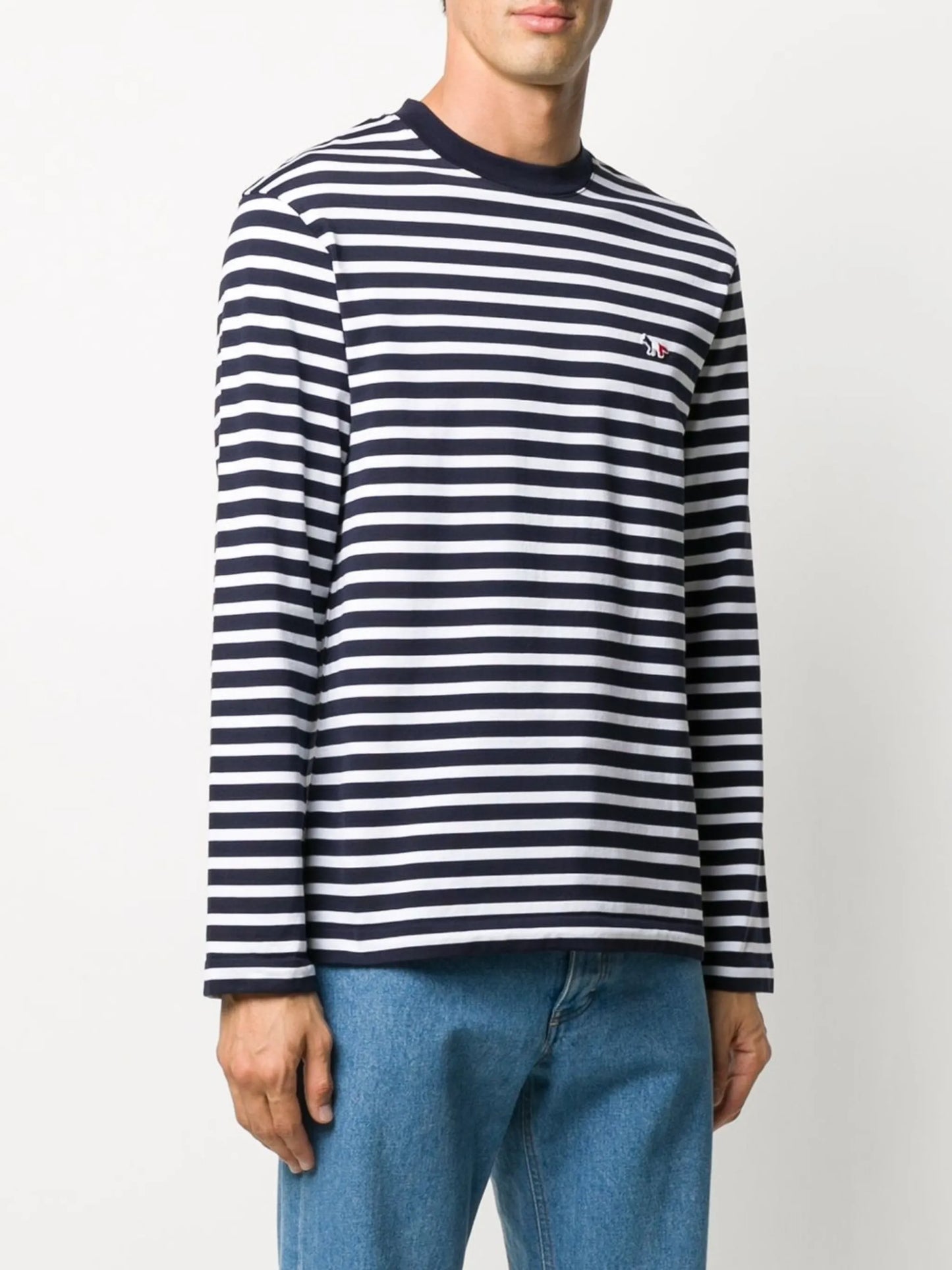 fox-embroidered striped T-shirt