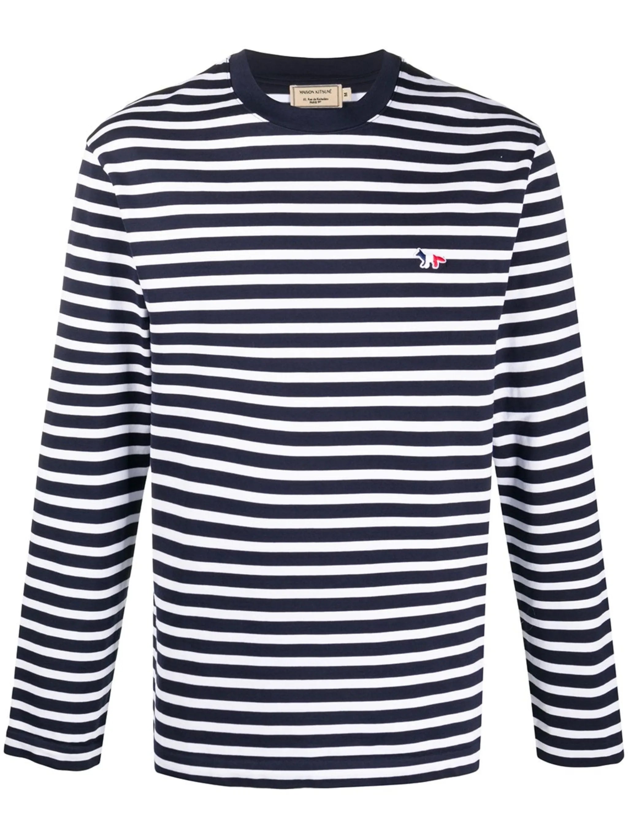 fox-embroidered striped T-shirt