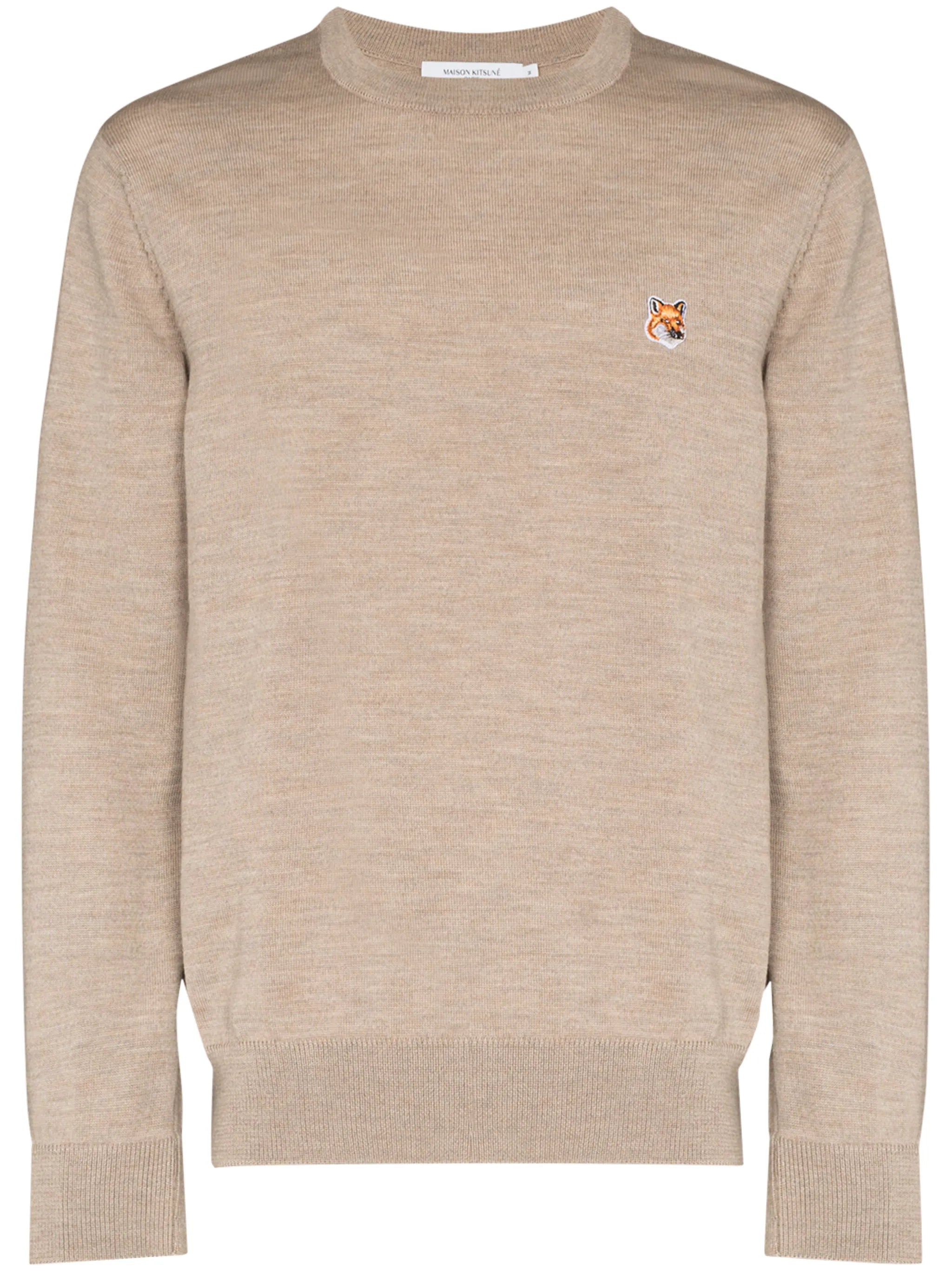 fox patch crew neck jumper