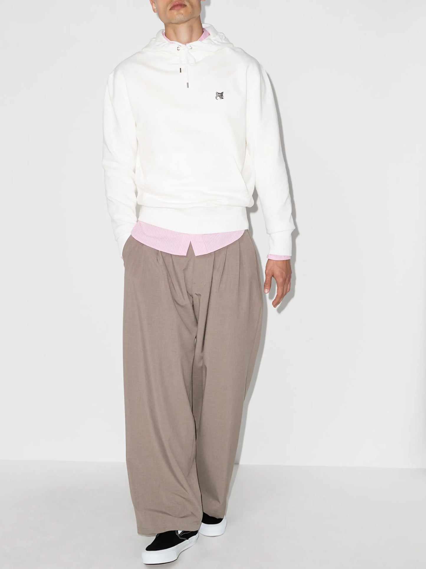 fox-patch cotton hoodie