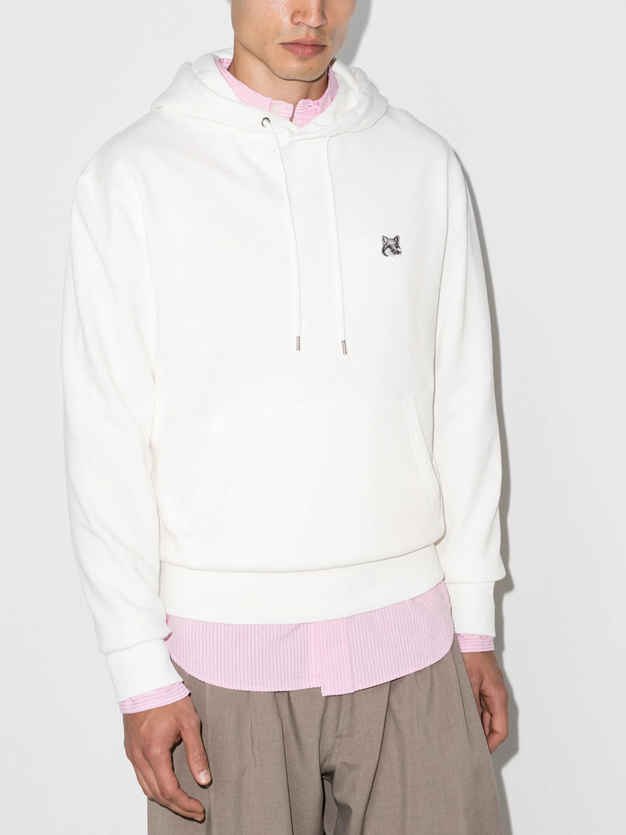 fox-patch cotton hoodie