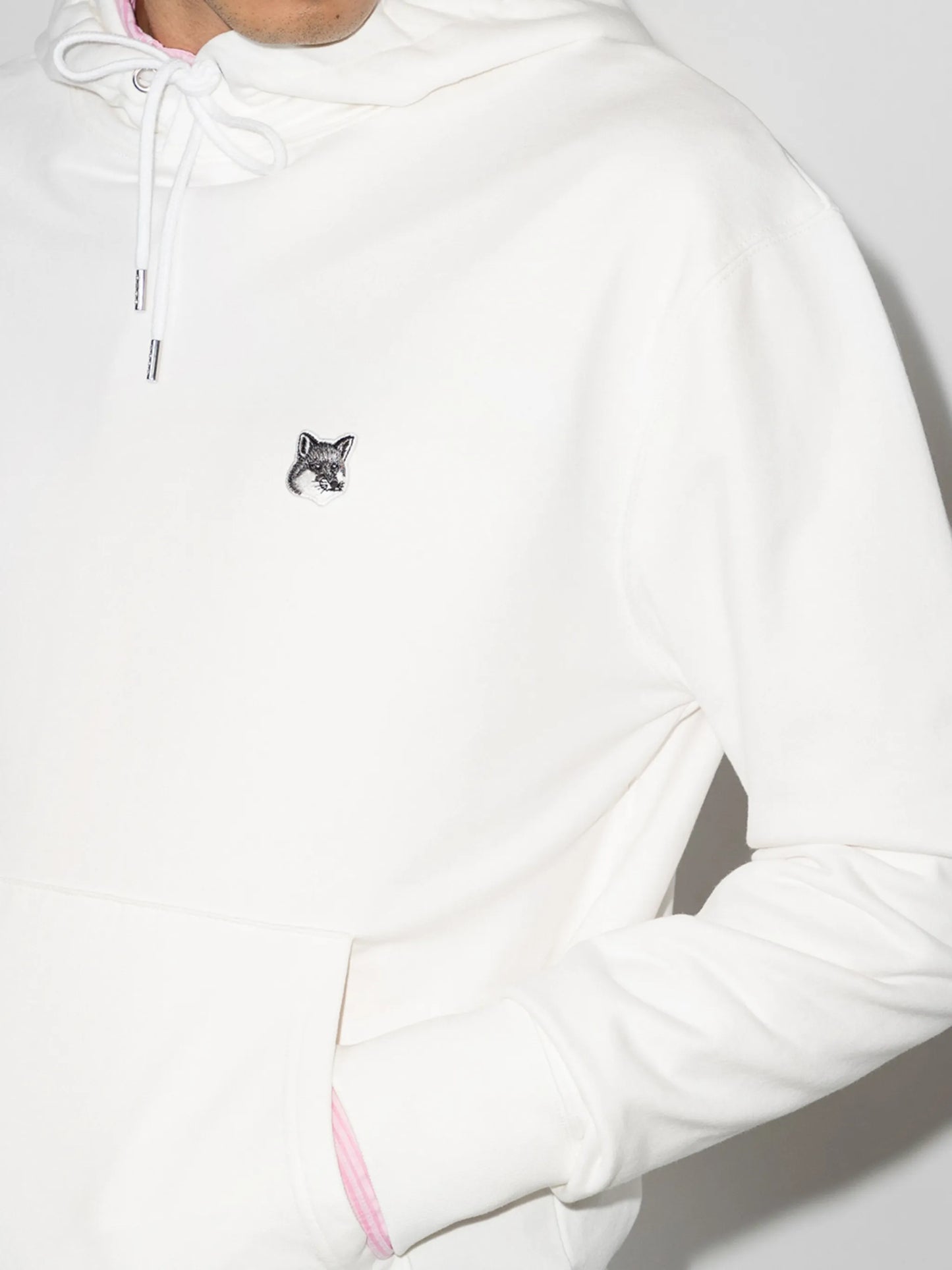 fox-patch cotton hoodie