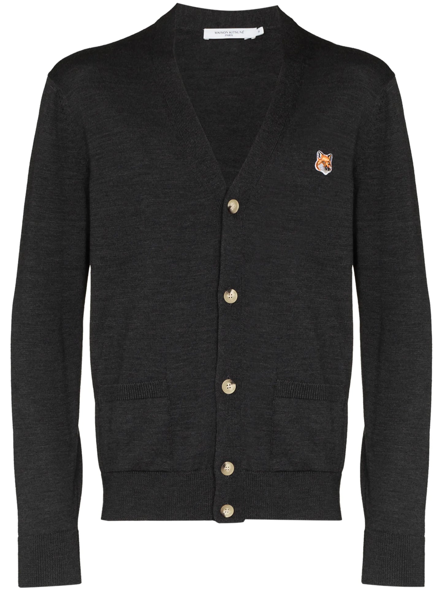 fox-patch wool cardigan