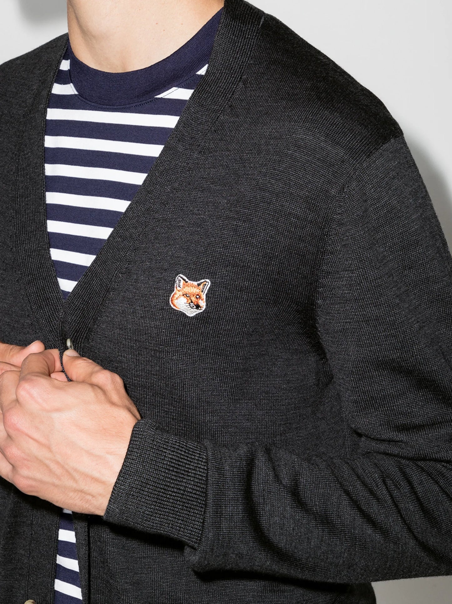 fox-patch wool cardigan