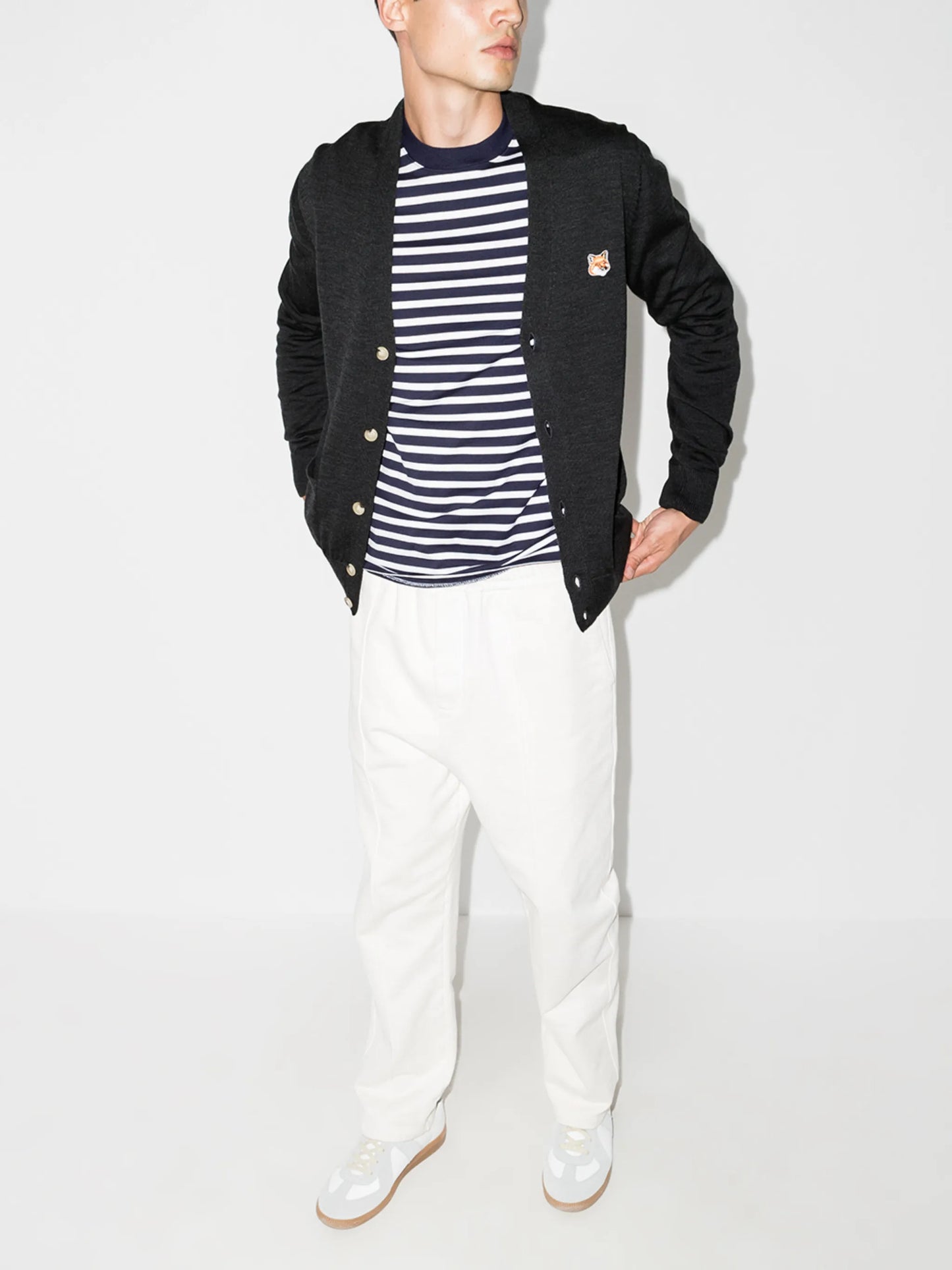 fox-patch wool cardigan