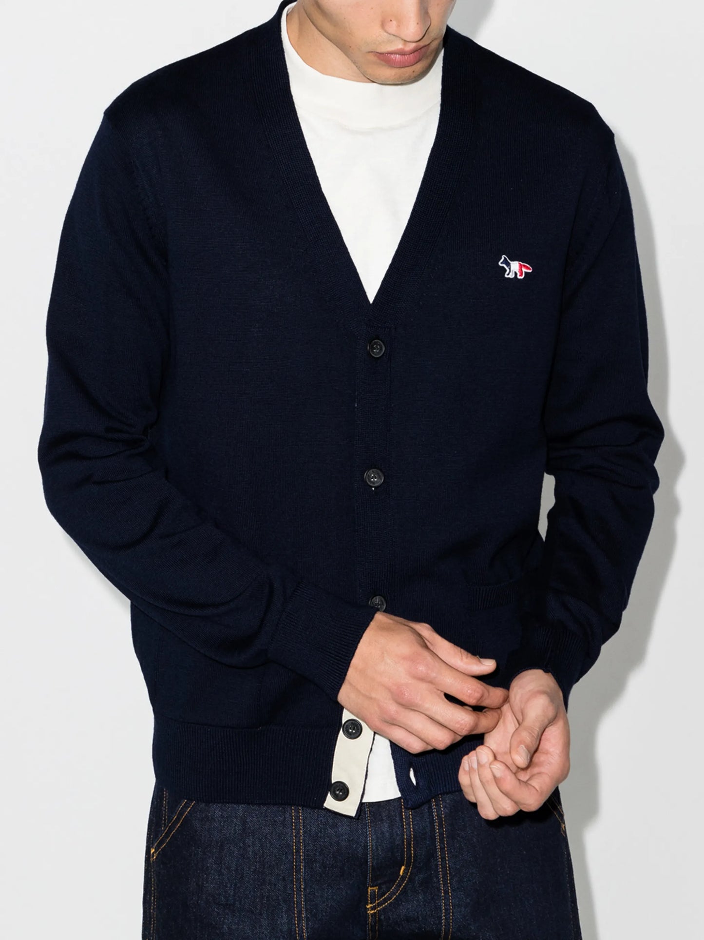 fox-patch wool cardigan