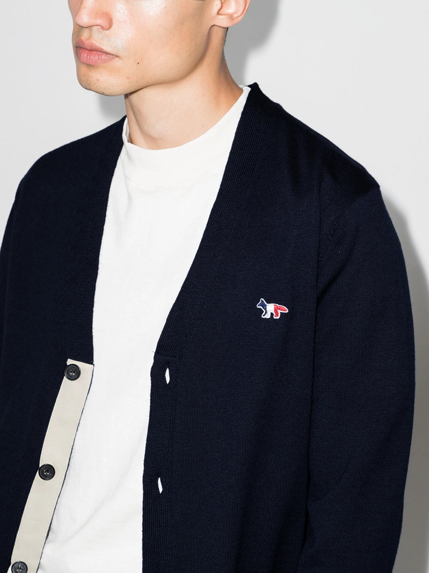 fox-patch wool cardigan