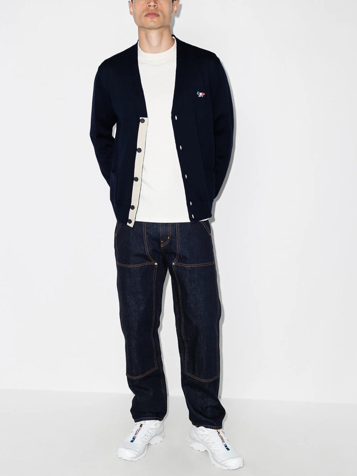 fox-patch wool cardigan