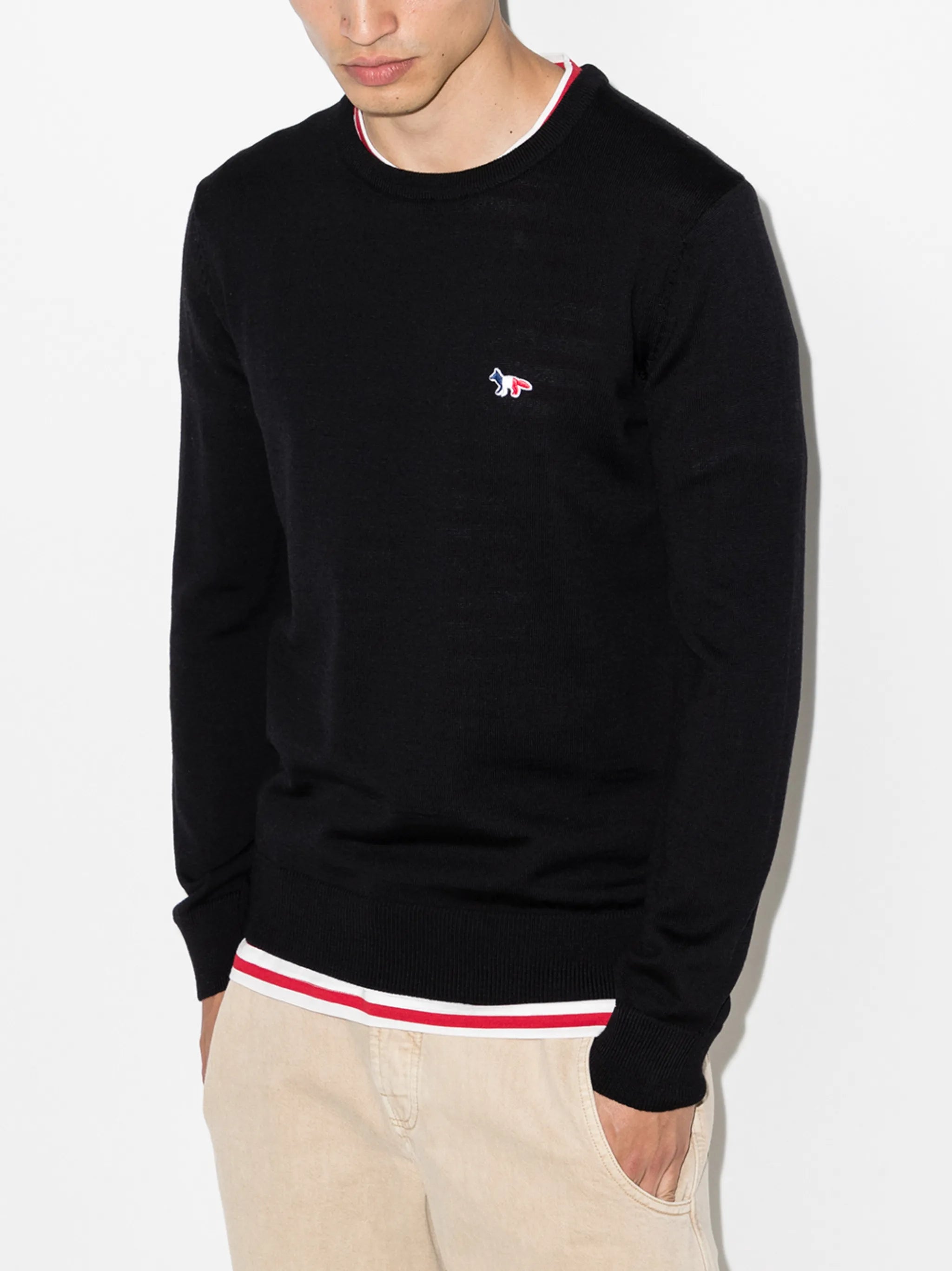 fox-patch crew-neck jumper