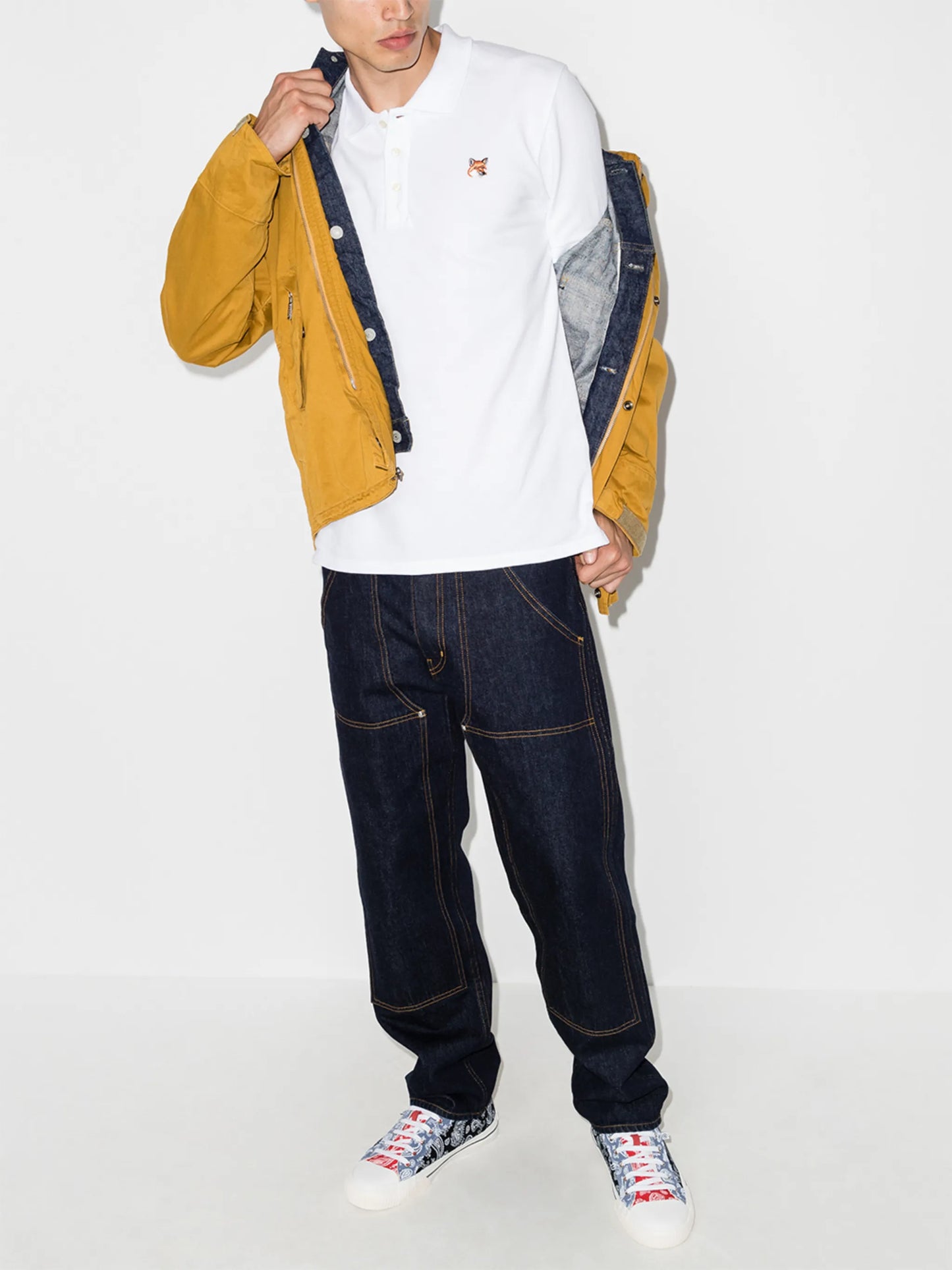 fox-patch polo shirt