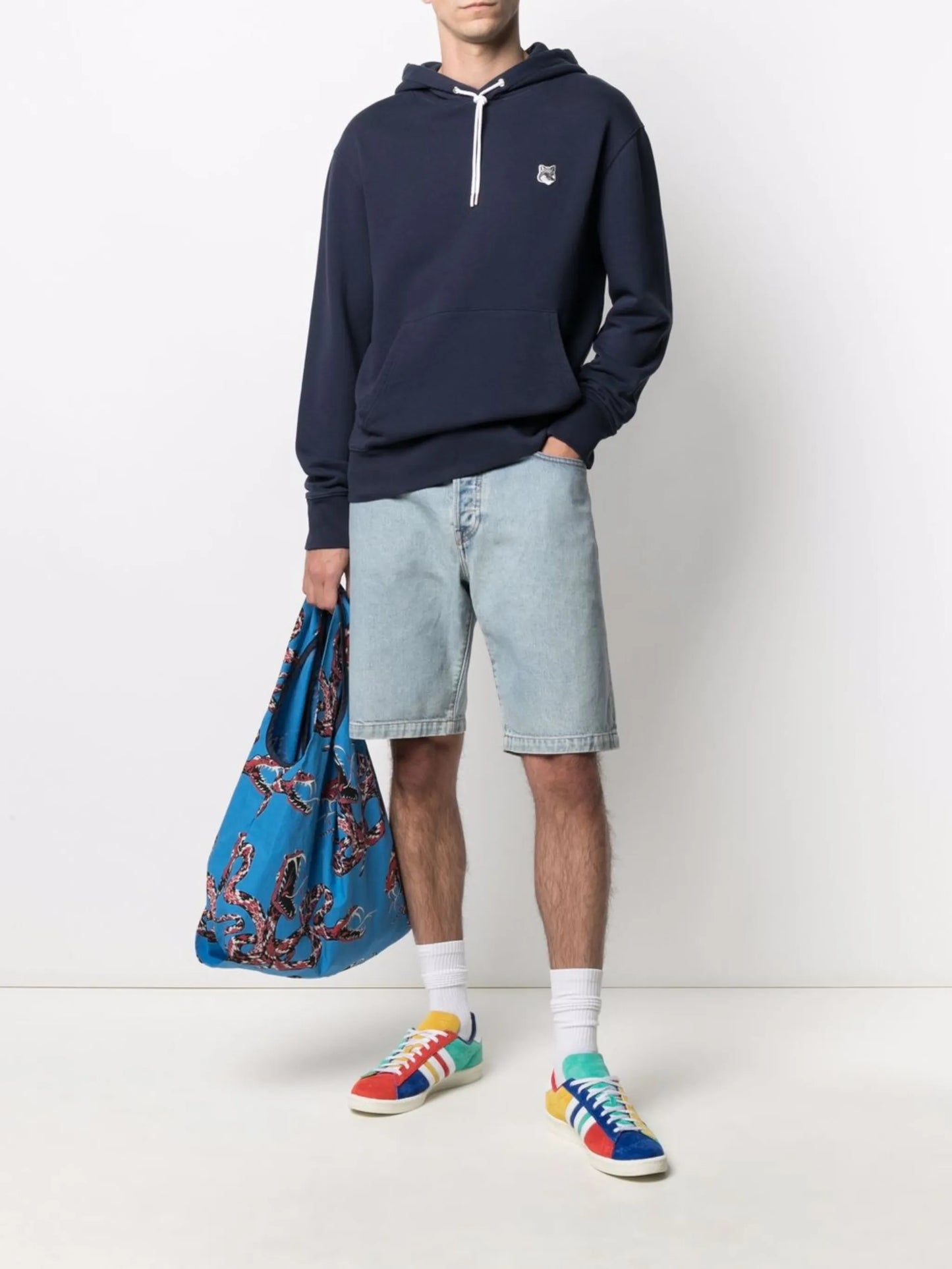 logo-patch cotton hoodie
