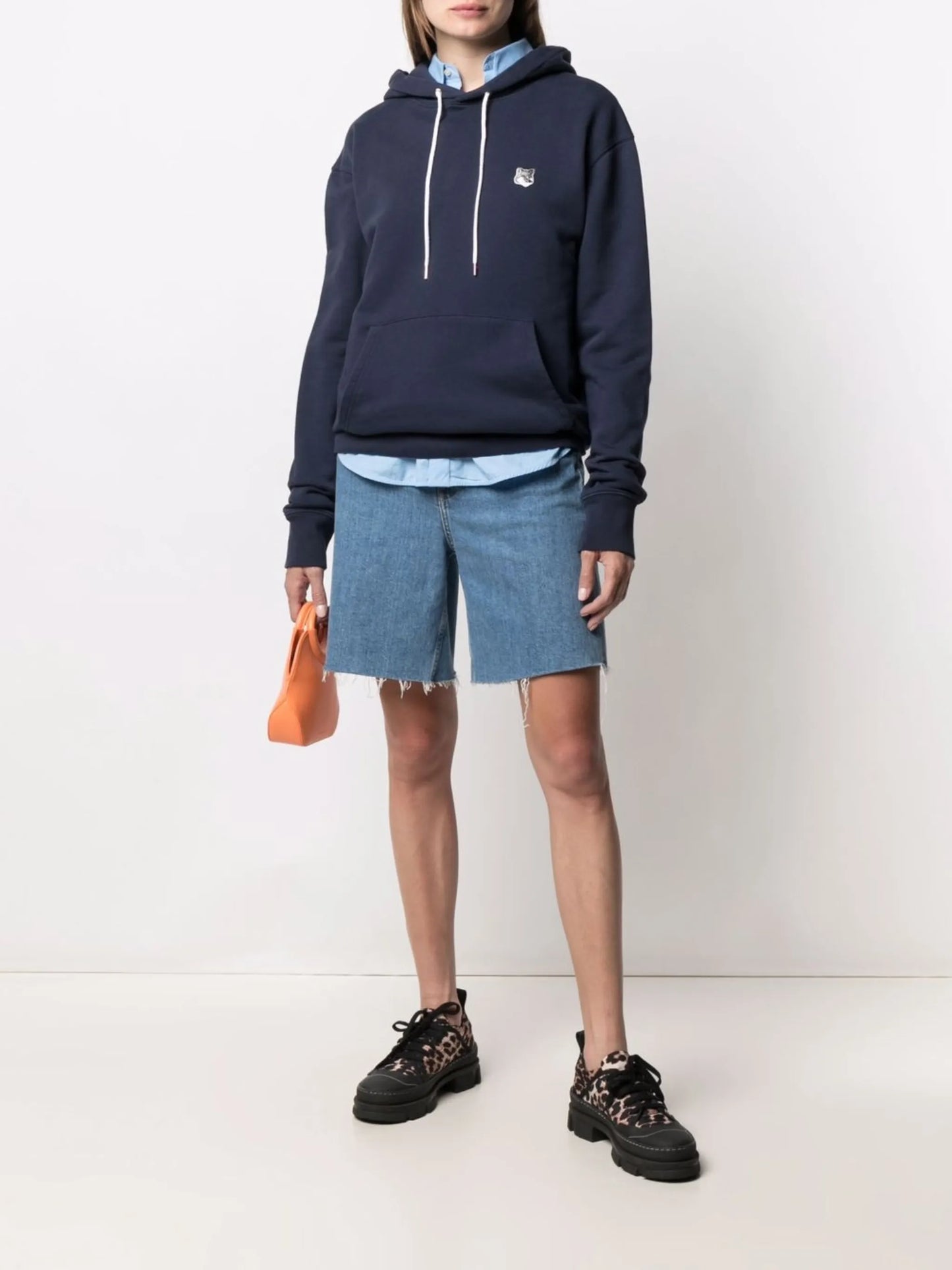 logo-patch cotton hoodie