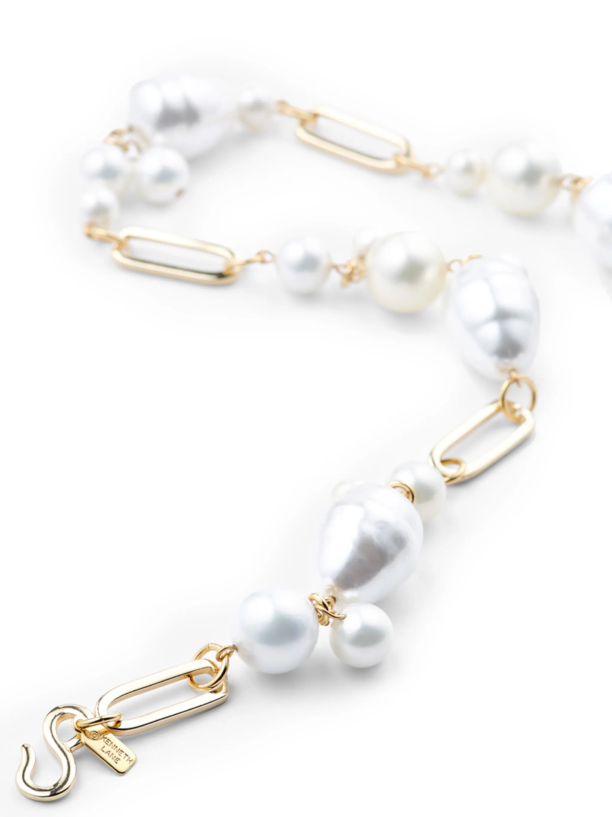 Keneth pearl chain-link necklace