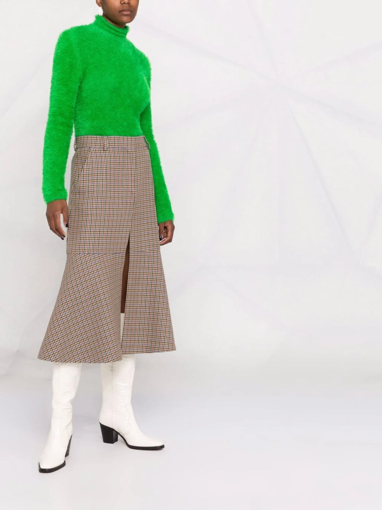 houndstooth A-line midi-skirt