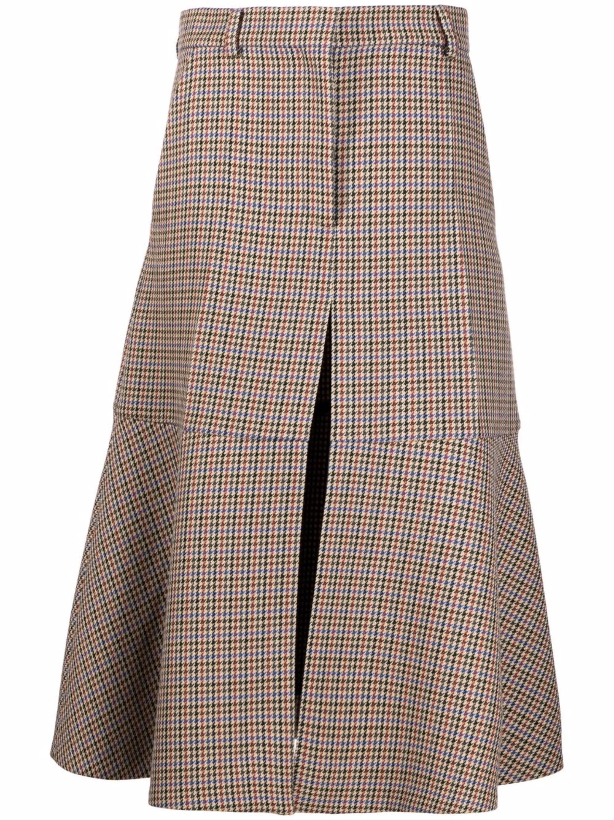houndstooth A-line midi-skirt