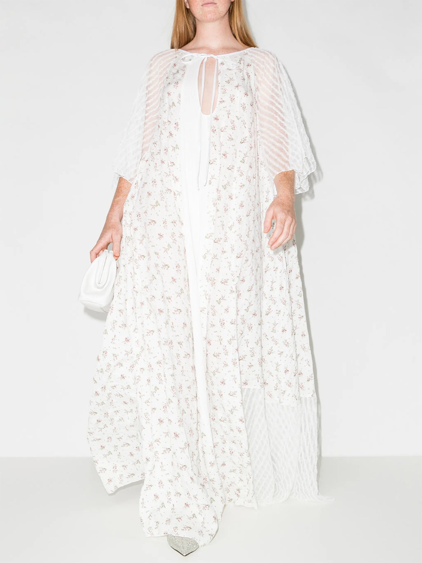 striped-lace floral maxi dress