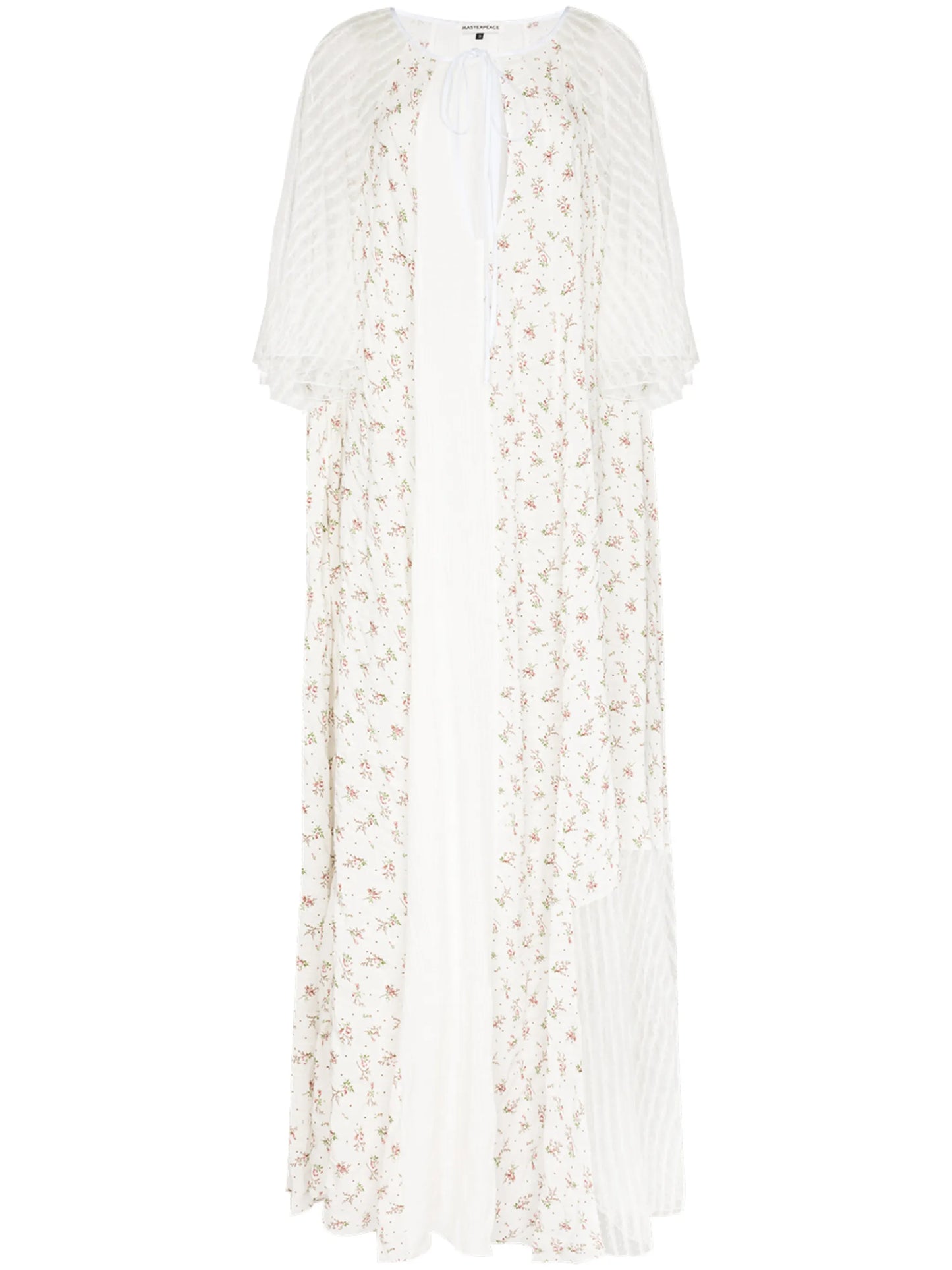 striped-lace floral maxi dress