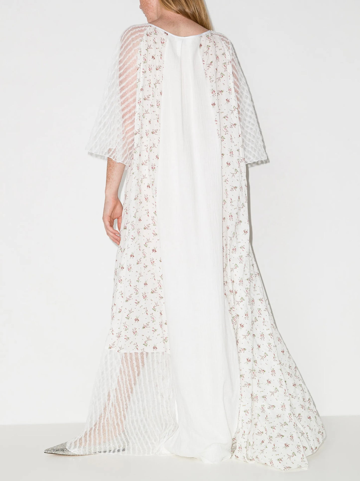 striped-lace floral maxi dress