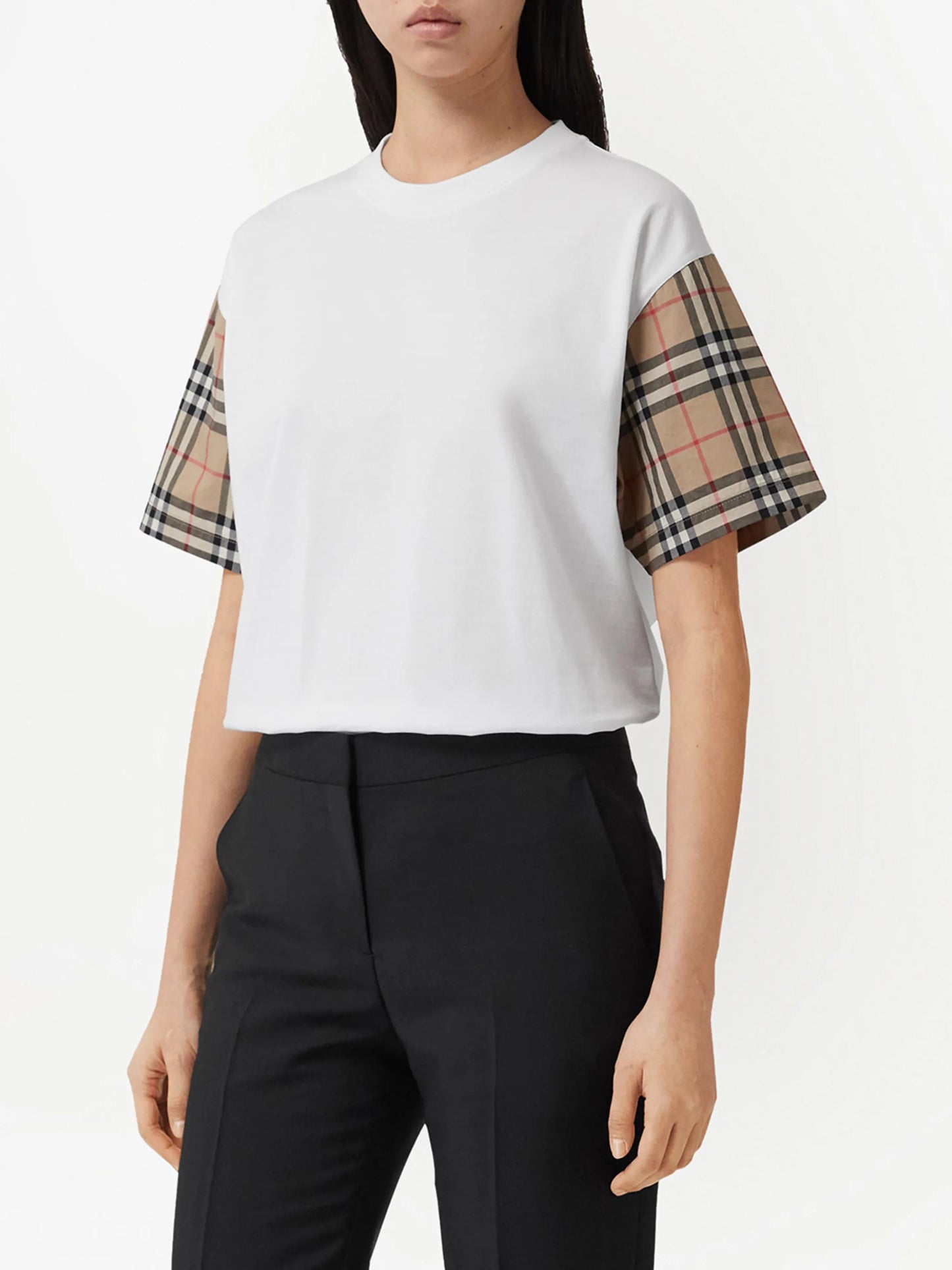 Vintage Check-sleeve T-shirt